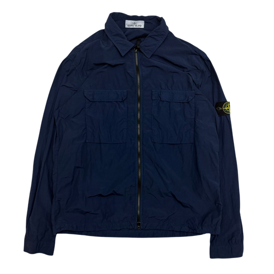 Stone Island Garment-Dyed Crinkle Reps Nylon Overshirt Navy (Fits L-XL)