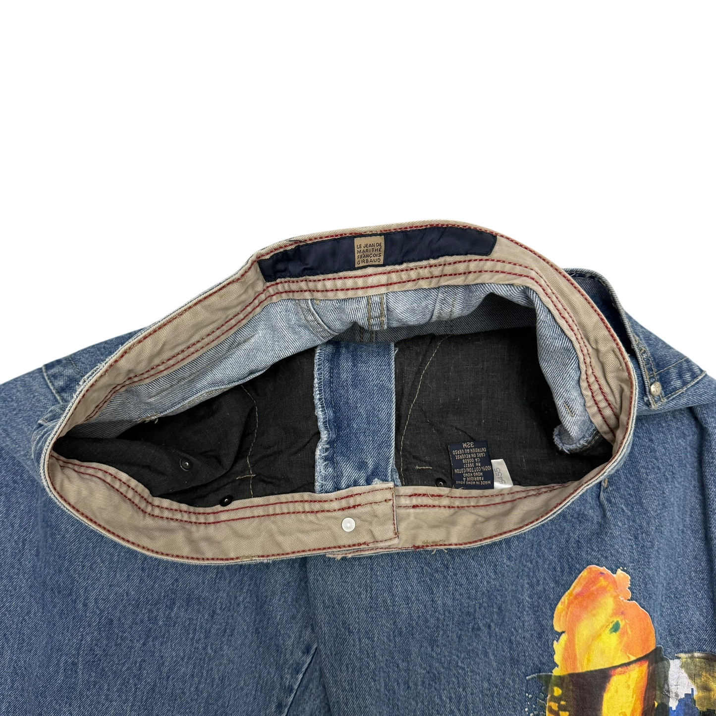 Marithé François Girbaud 2000s Straight Leg Koi Fish Print Jeans (Fits 33”)