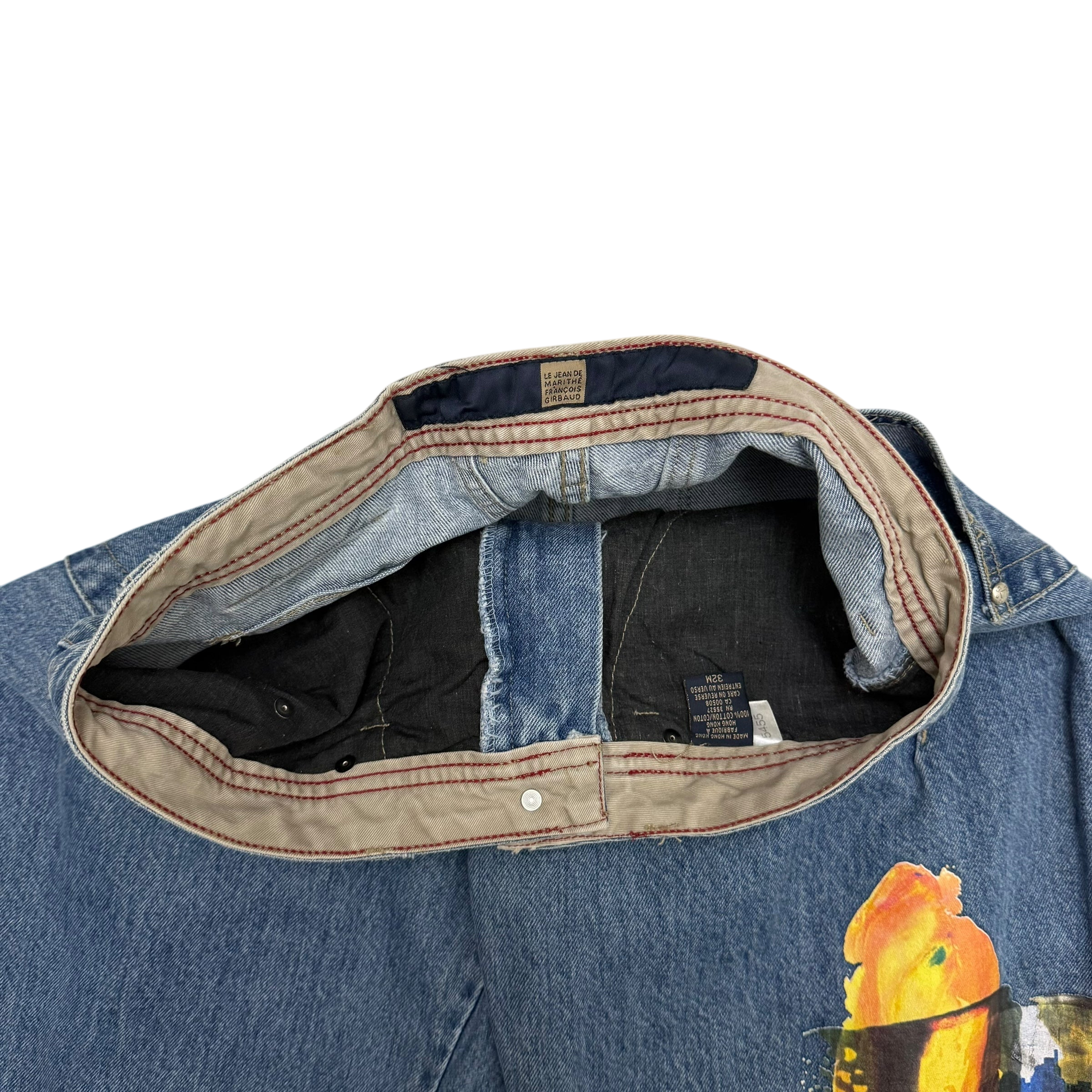 Marithé François Girbaud 2000s Straight Leg Koi Fish Print Jeans (Fits 33”)