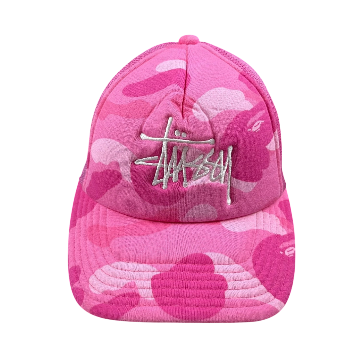 BAPE (A Bathing Ape) x Stussy Trucker Cap Camo Pink