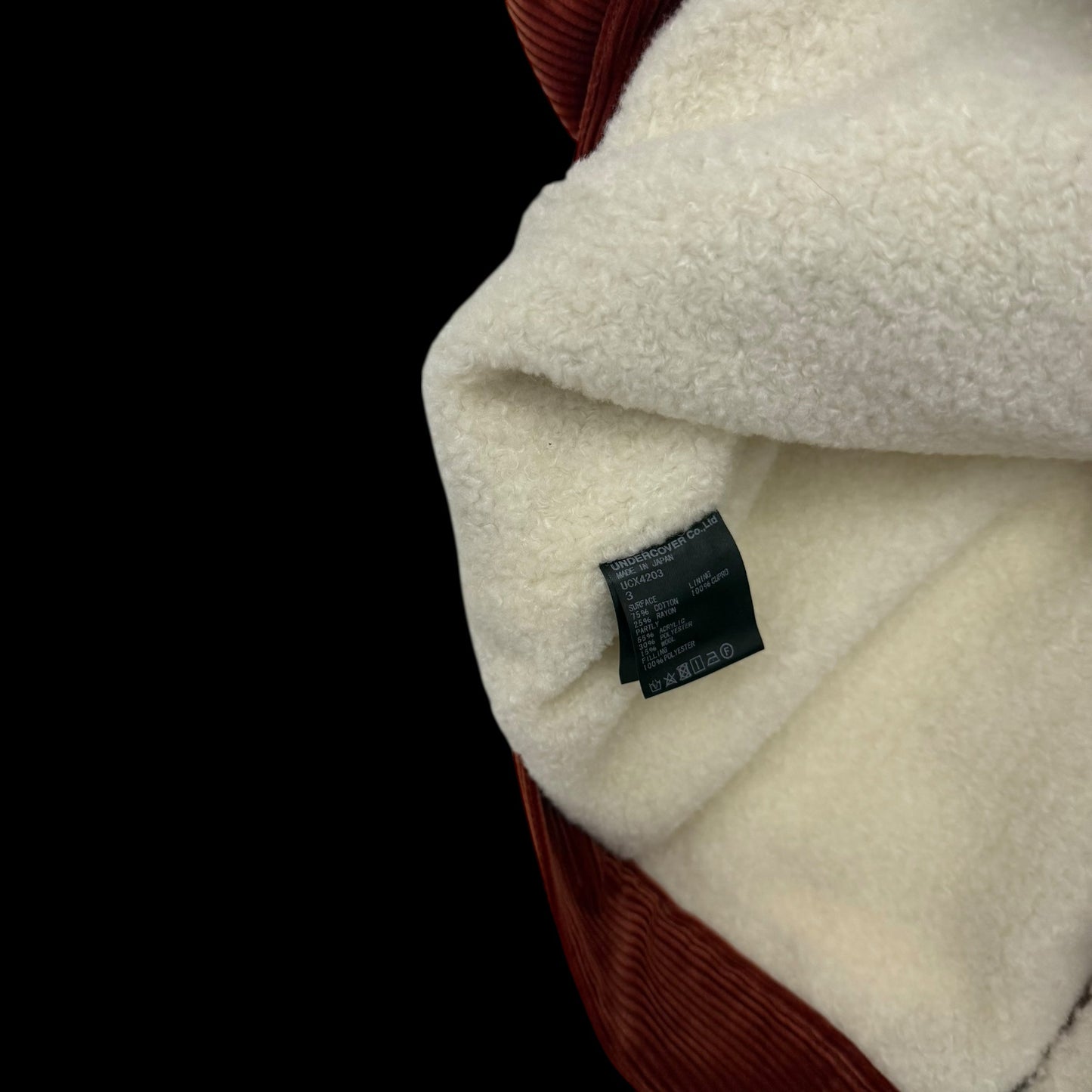 Undercover AW19 (Runway) Burnt Orange Satin Sherpa Corduroy Jacket (Fits M–L)