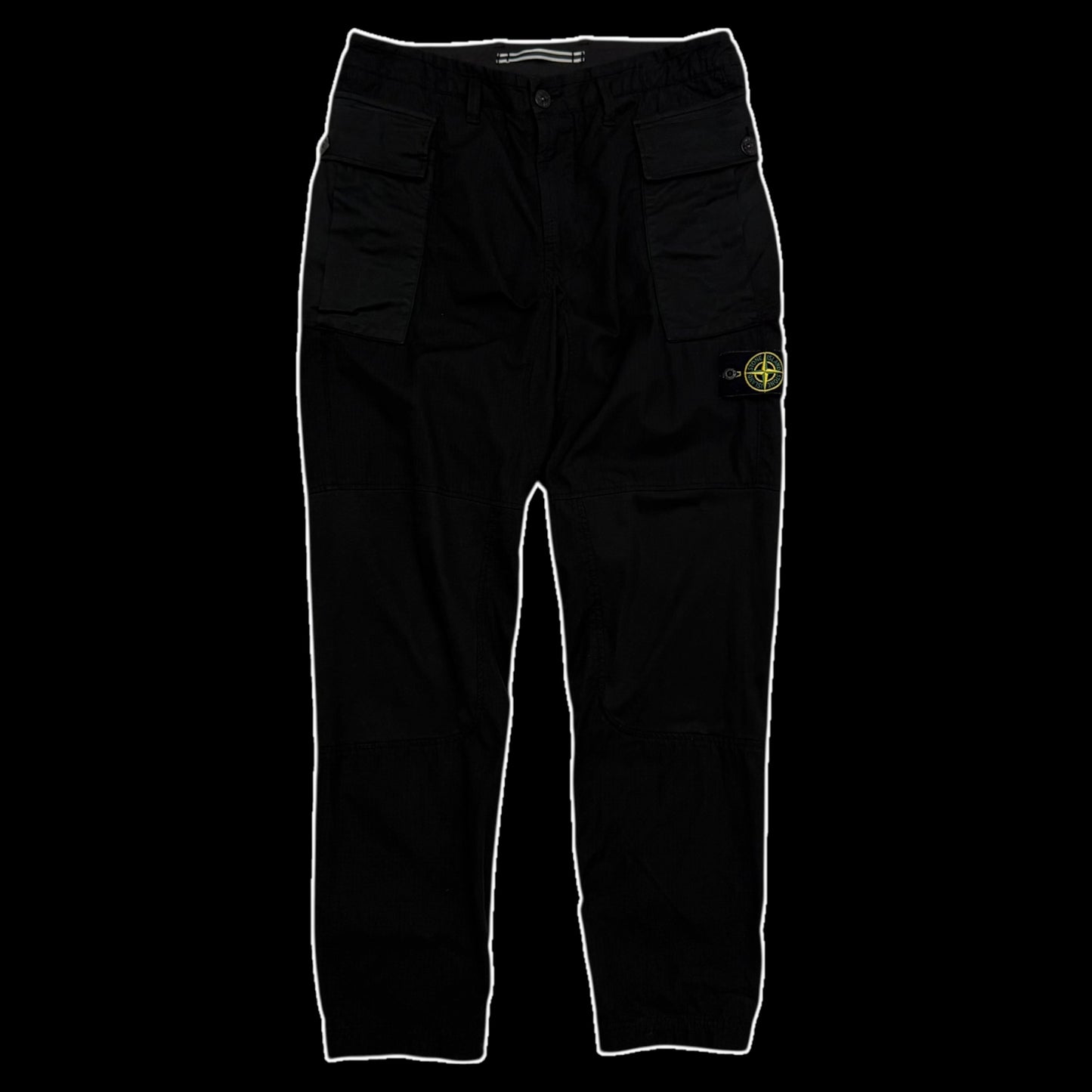 Stone Island Type RE-T Heavy Cotton-Ripstop Cargo Pants Black (Size 32”)