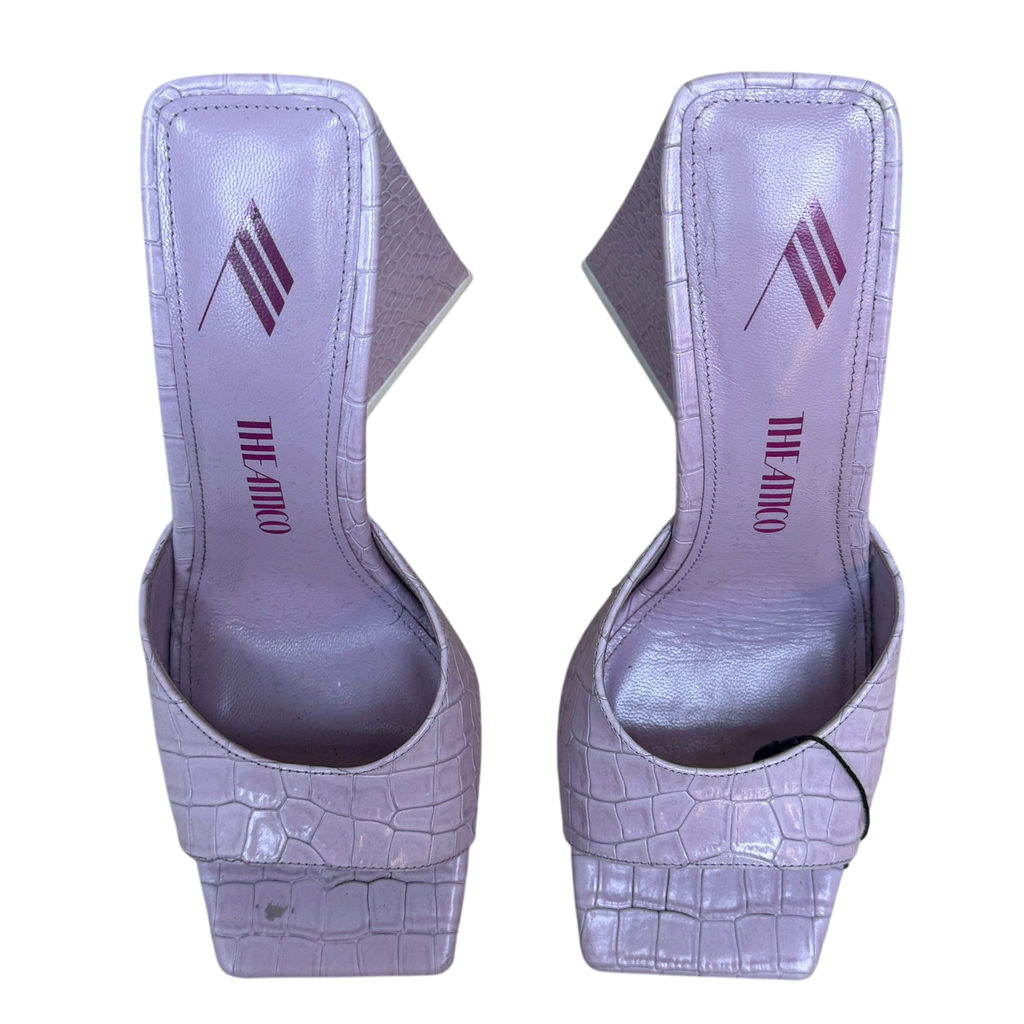 The Attico Devon Croc Pattern Leather Heels Pastel Pink (Size EU38)