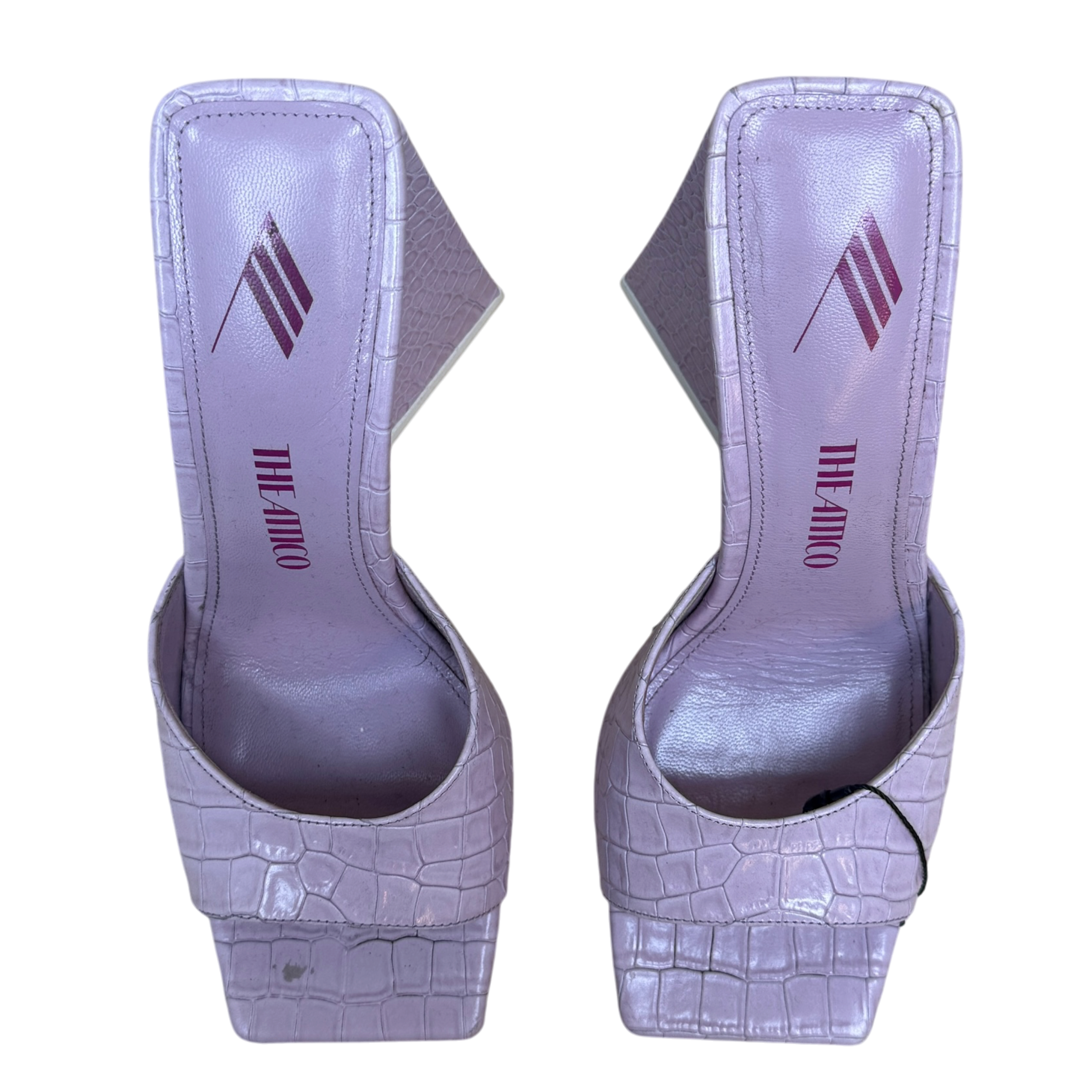 The Attico Devon Croc Pattern Leather Heels Pastel Pink (Size EU38)