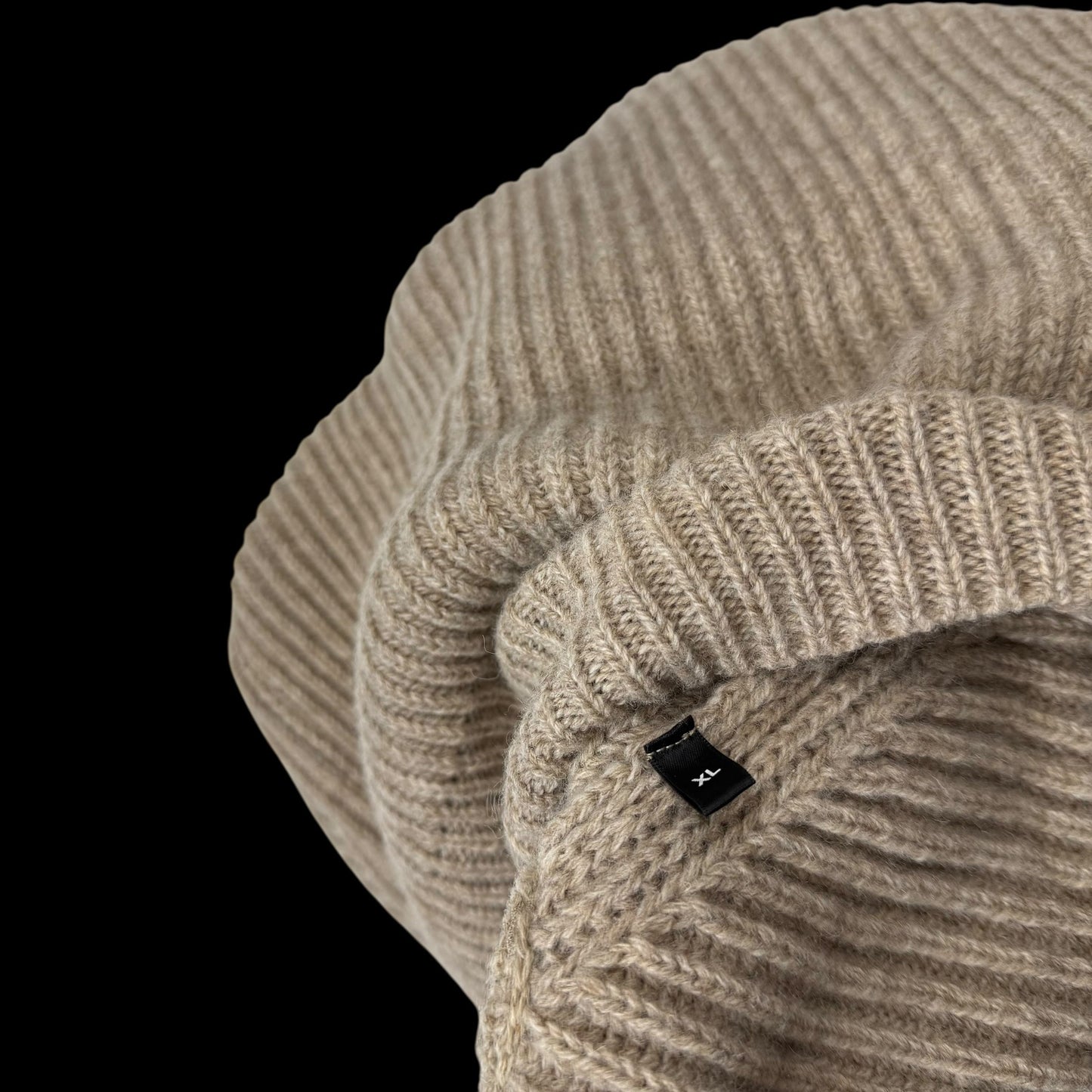 Ami Paris Heavyweight Ribbed Wool Funnel Neck Knit Sweatshirt Taupe