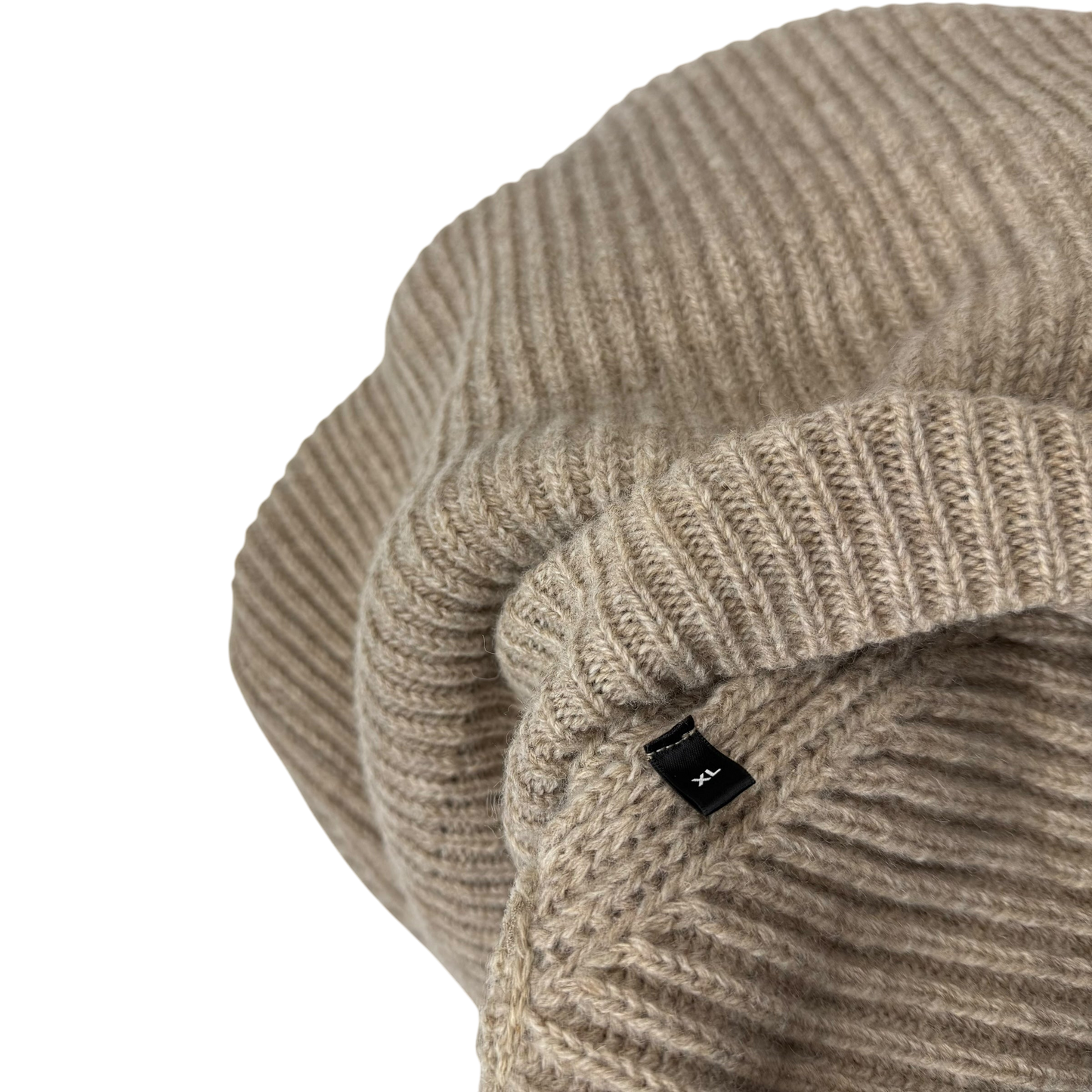 Ami Paris Heavyweight Ribbed Wool Funnel Neck Knit Sweatshirt Taupe