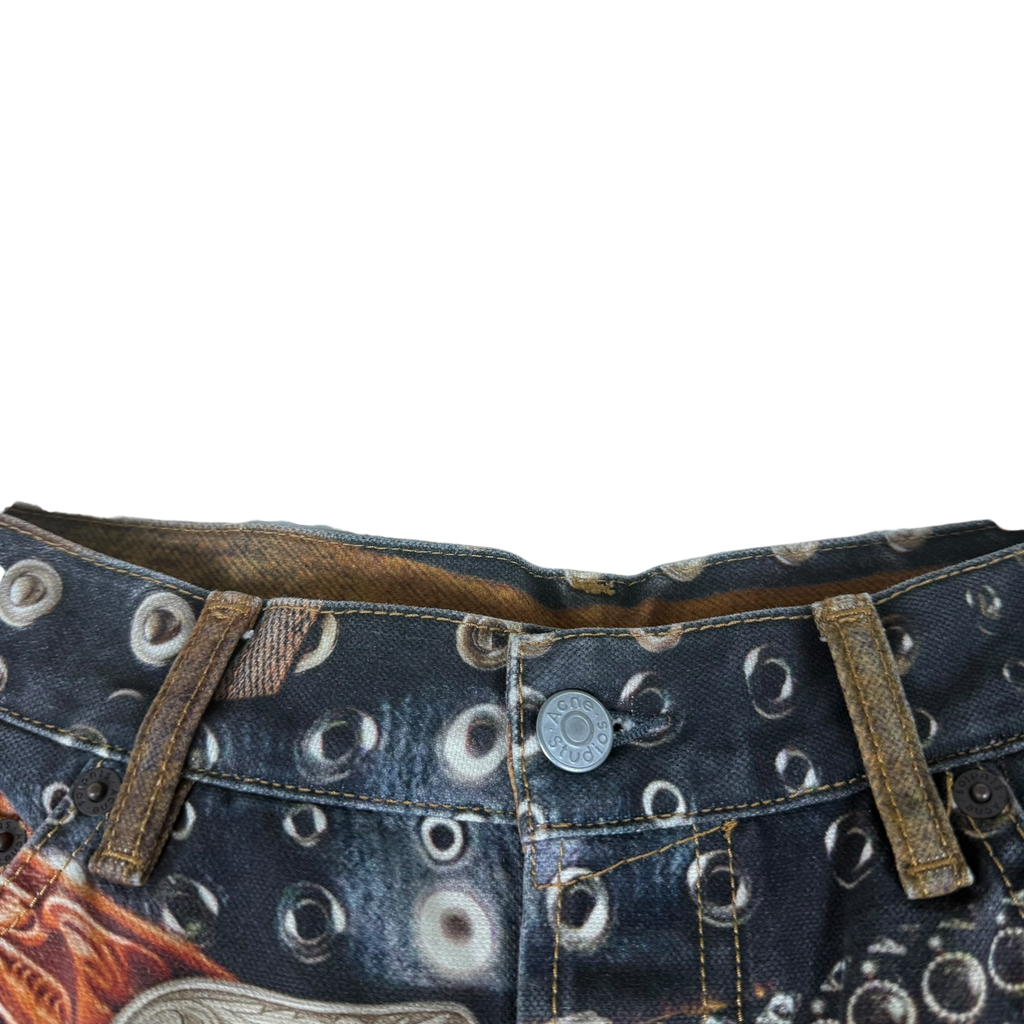 Acne Studios SS25 2006M Tromp L’oeil Stacked Belt Barrel-Leg Jeans Orange (Fits 30”)