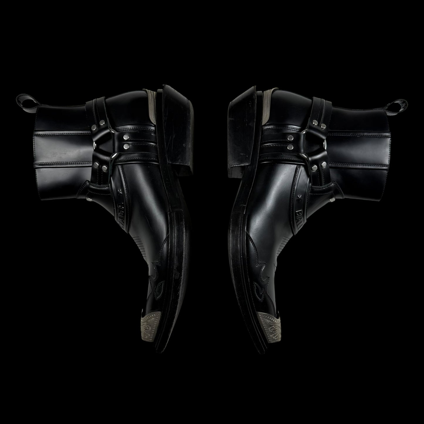 Balenciaga SS19 Santiag Harness Leather Boots Black (fits US11)
