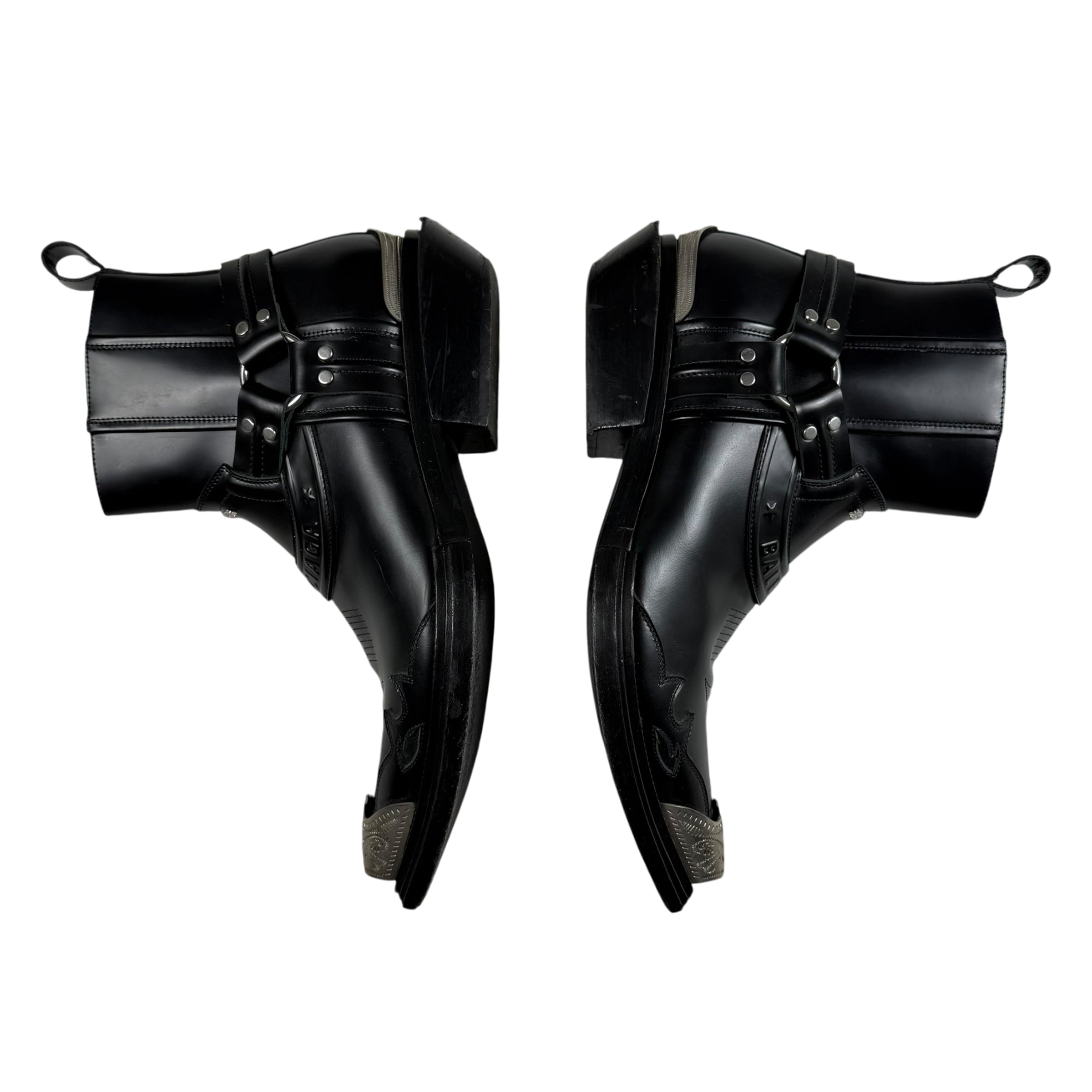 Balenciaga SS19 Santiag Harness Leather Boots Black (fits US11)