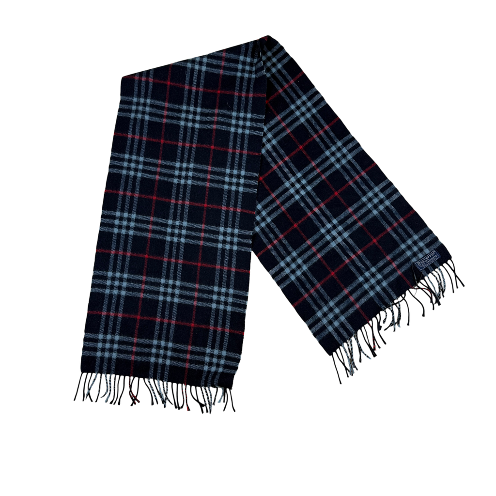 Burberry 90s Cashmere Nova Check Scarf Navy