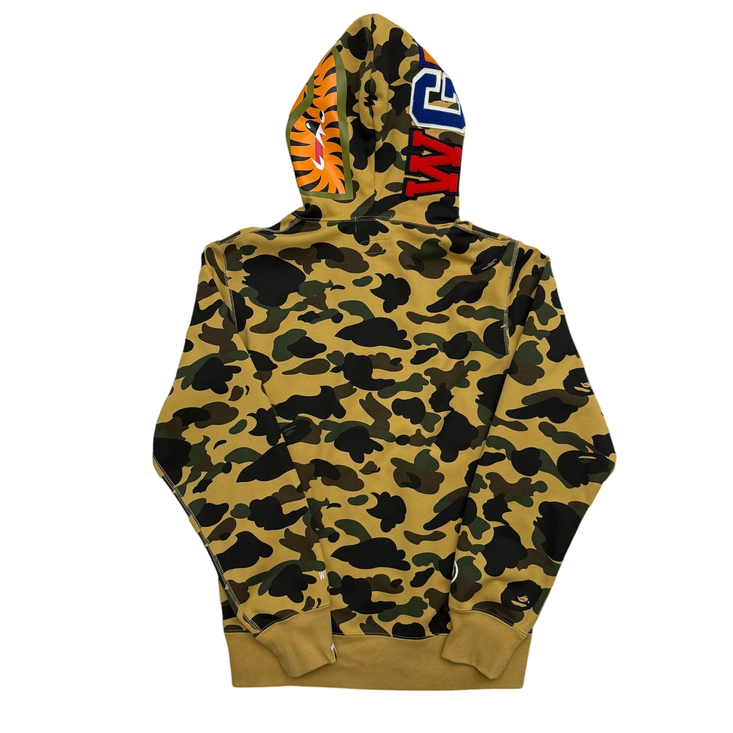BAPE (A Bathing Ape) 1st Camo Gore Windstopper Camo Shark Zip-Up Hoodie Yellow (Fits L-XL)