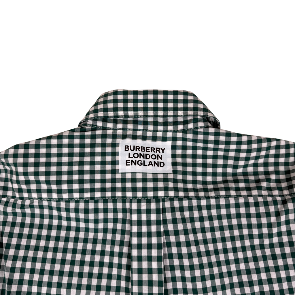 Burberry Gingham Ruched Sleeve Shirt Green (Size M)