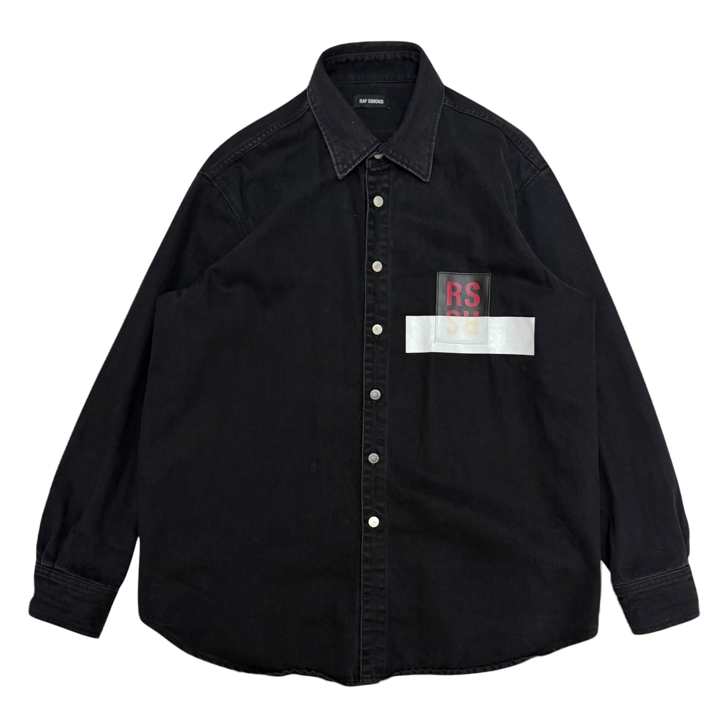 Raf Simons SS17 Carry Over Taped Logo Patch Denim Shirt (fits L-XL)