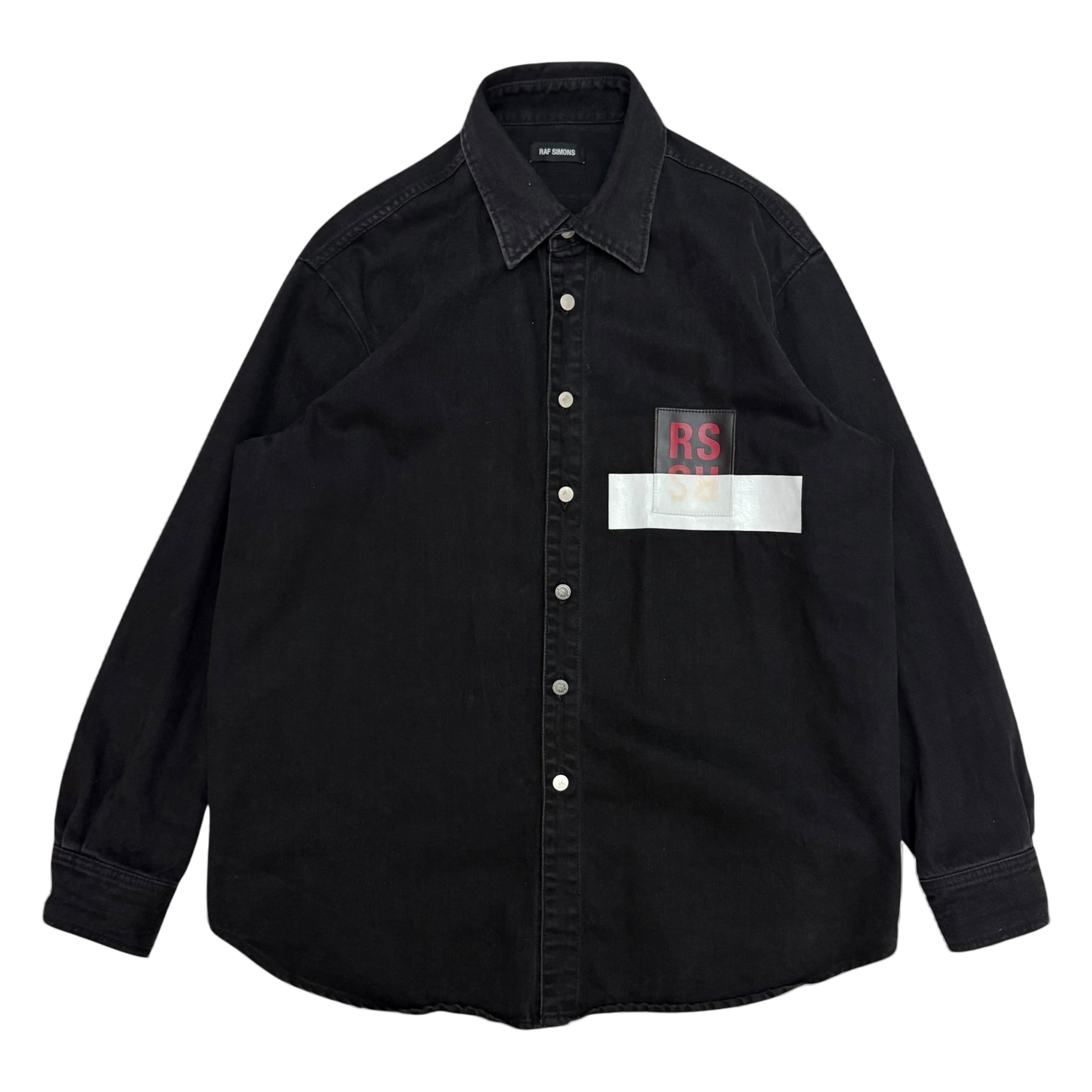 Raf Simons SS17 Carry Over Taped Logo Patch Denim Shirt (fits L-XL)