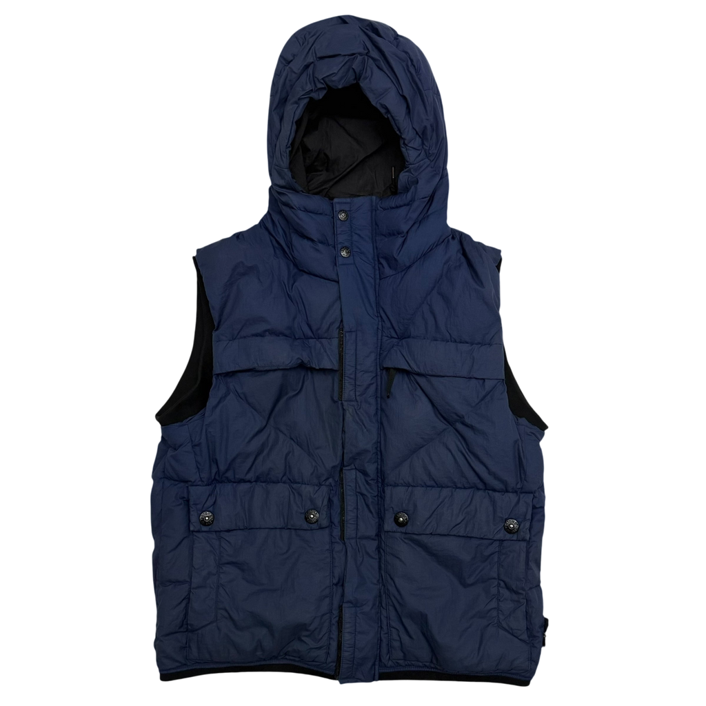 Stone Island AW11 Opaque Nylon Tela Down Puffer Gilet Navy (Fits L)