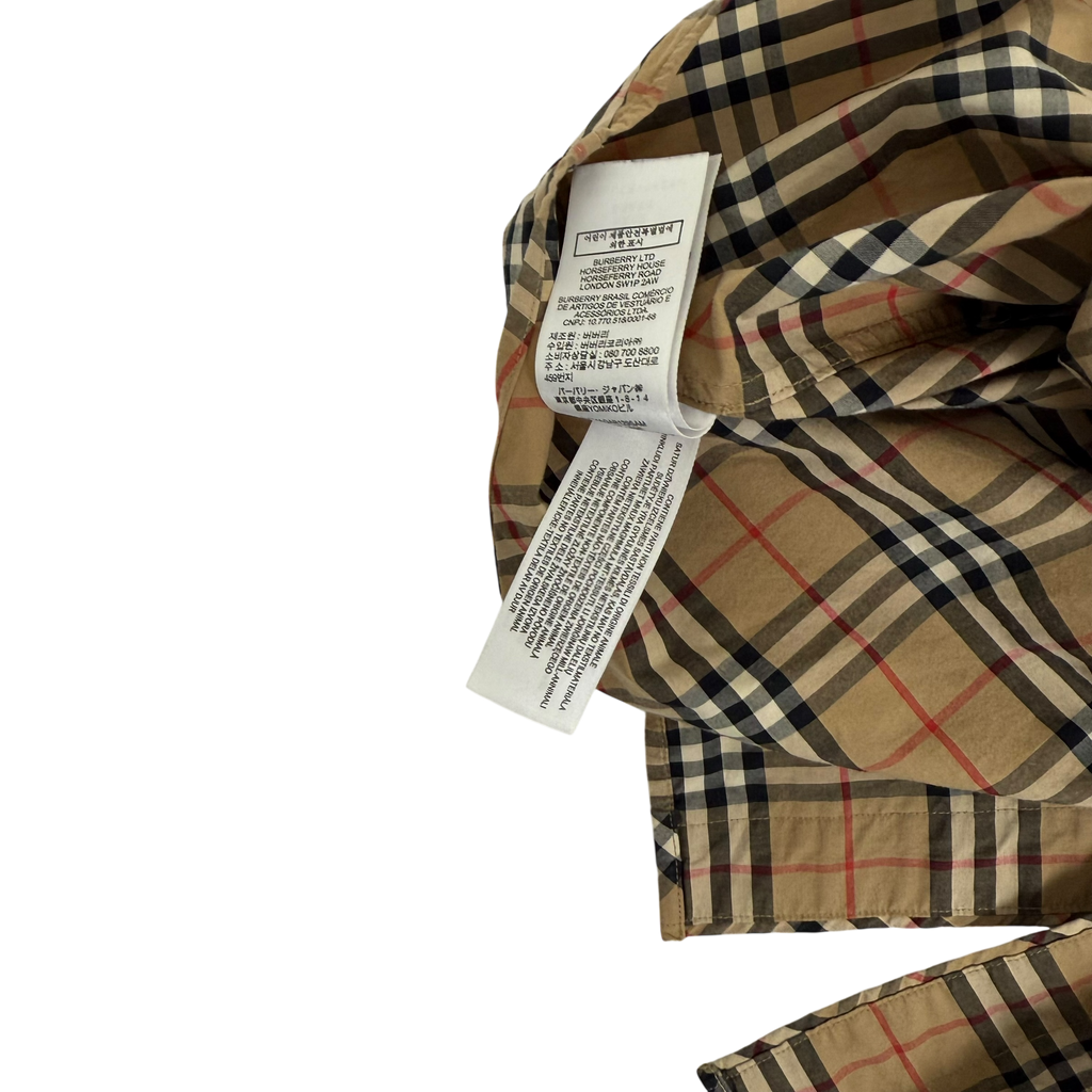 Burberry Nova Check Small Scale Stretch Cotton Shirt Beige (Size L)