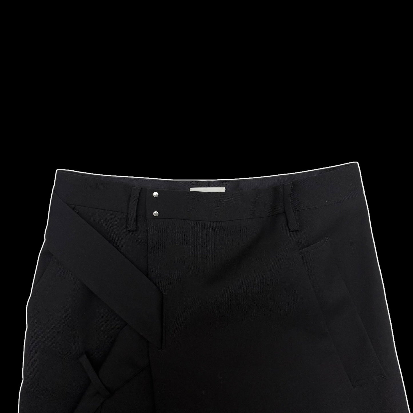 Sise Fold-Over Apron Wool Pants Black (Size 33”)