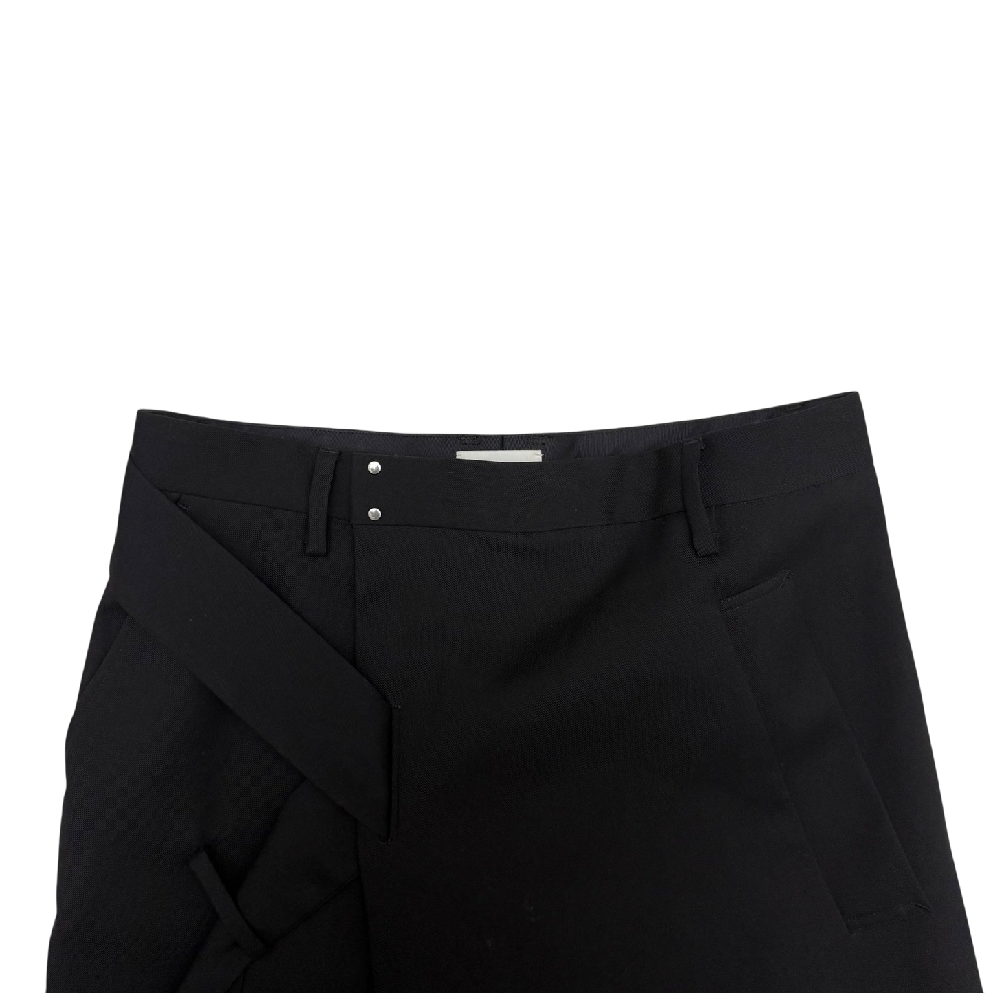Sise Fold-Over Apron Wool Pants Black (Size 33”)