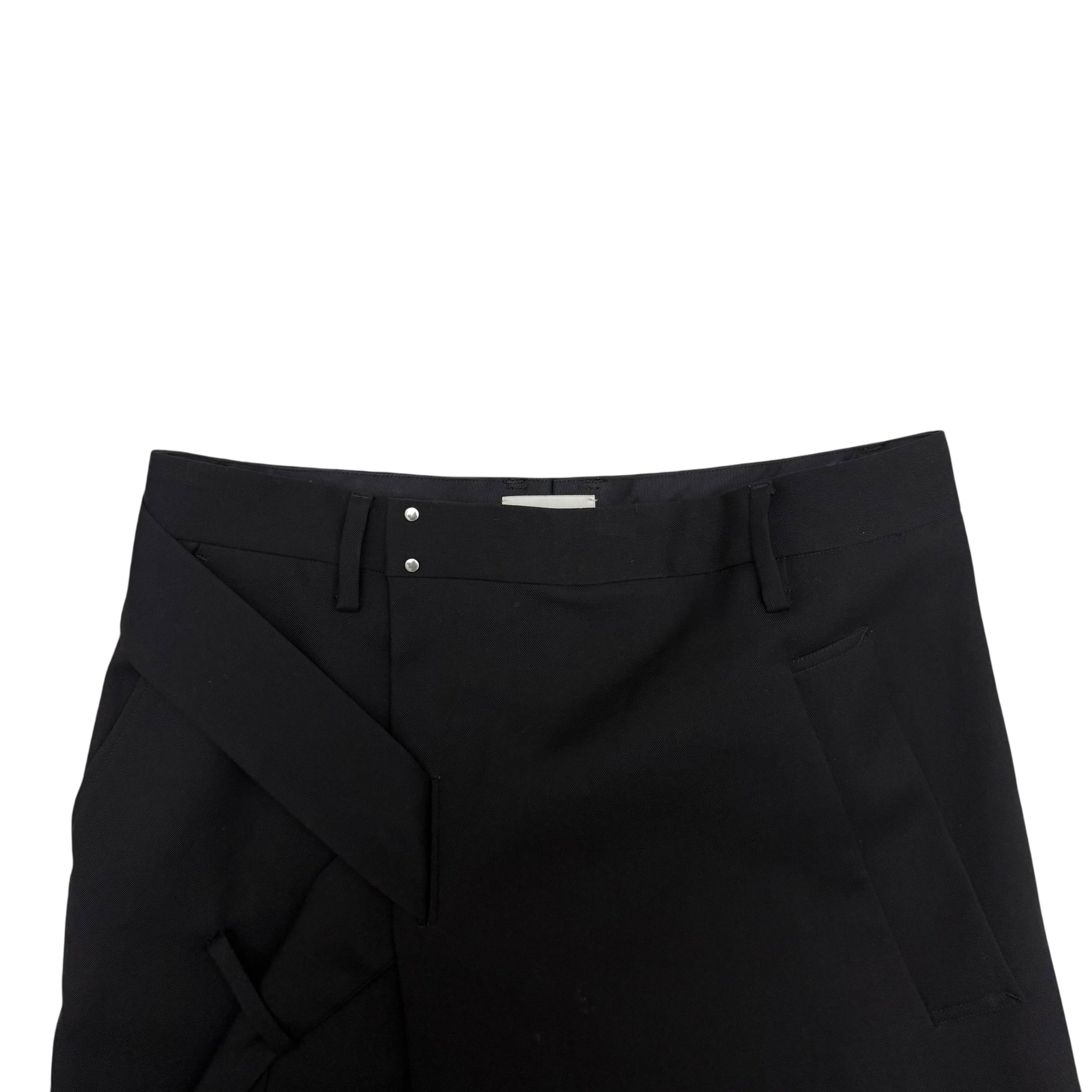 Sise Fold-Over Apron Wool Pants Black (Size 33”)