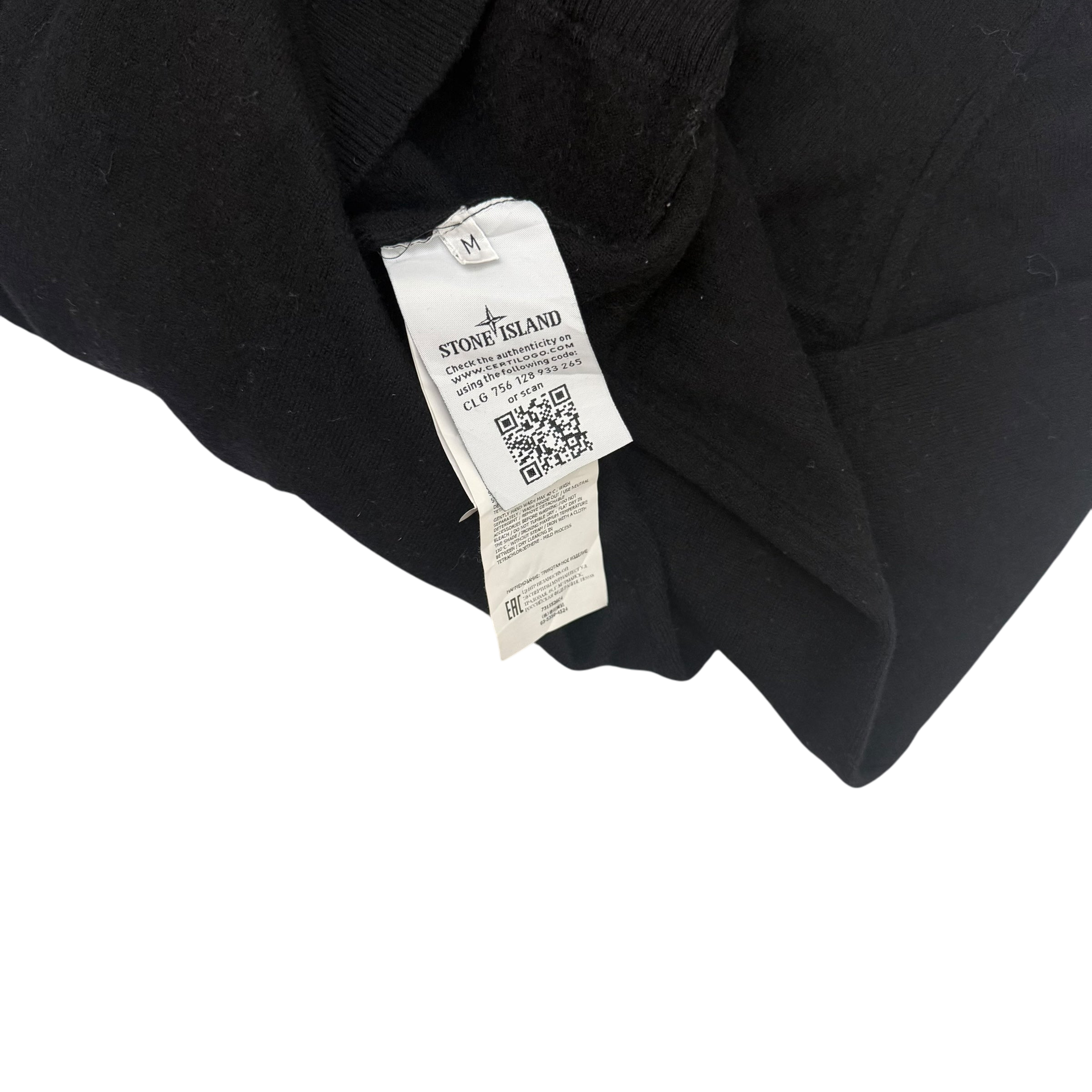 Stone Island Pure Wool Black Knit Sweatshirt (Fits XS-S)