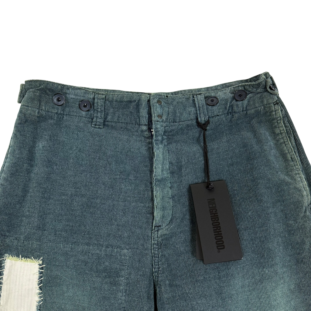 Neighborhood Patchwork Corduroy Pants Faded Green (Size L)