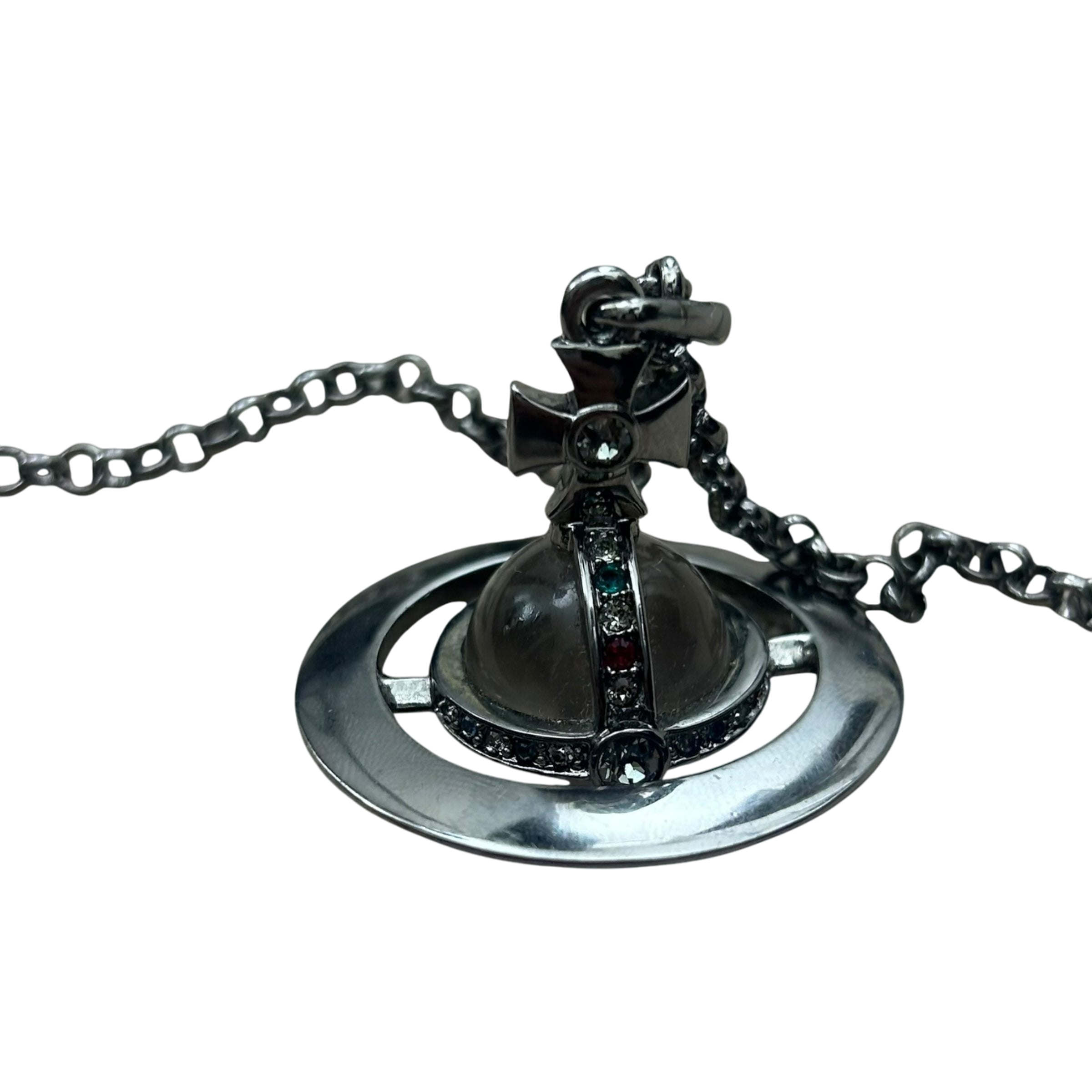 Vivienne Westwood Orb Giant 3D Necklace Gun Metal Silver