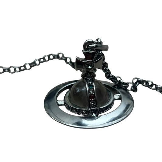 Vivienne Westwood Orb Giant 3D Necklace Gun Metal Silver