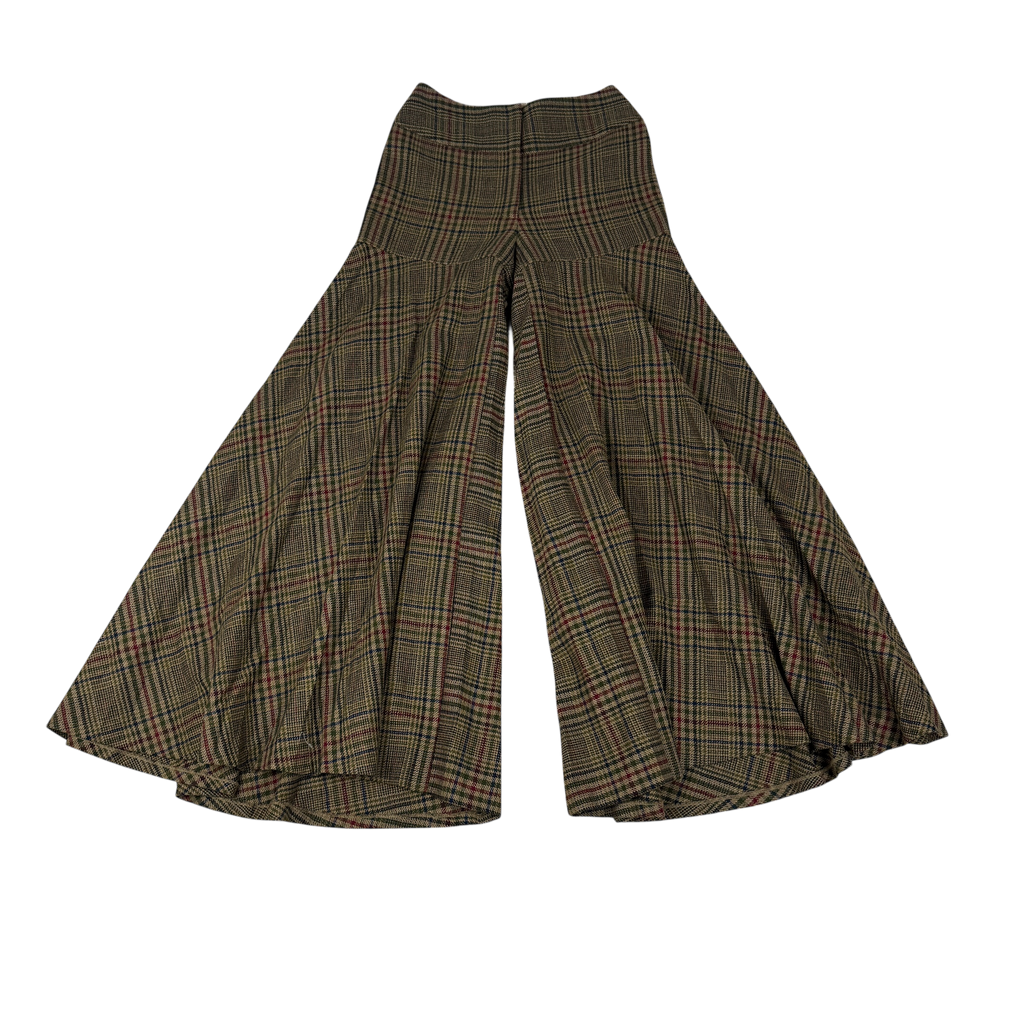 Dolce & Gabbana F/W2000 Wool Pleated Tartan Pants Brown (Size 40)
