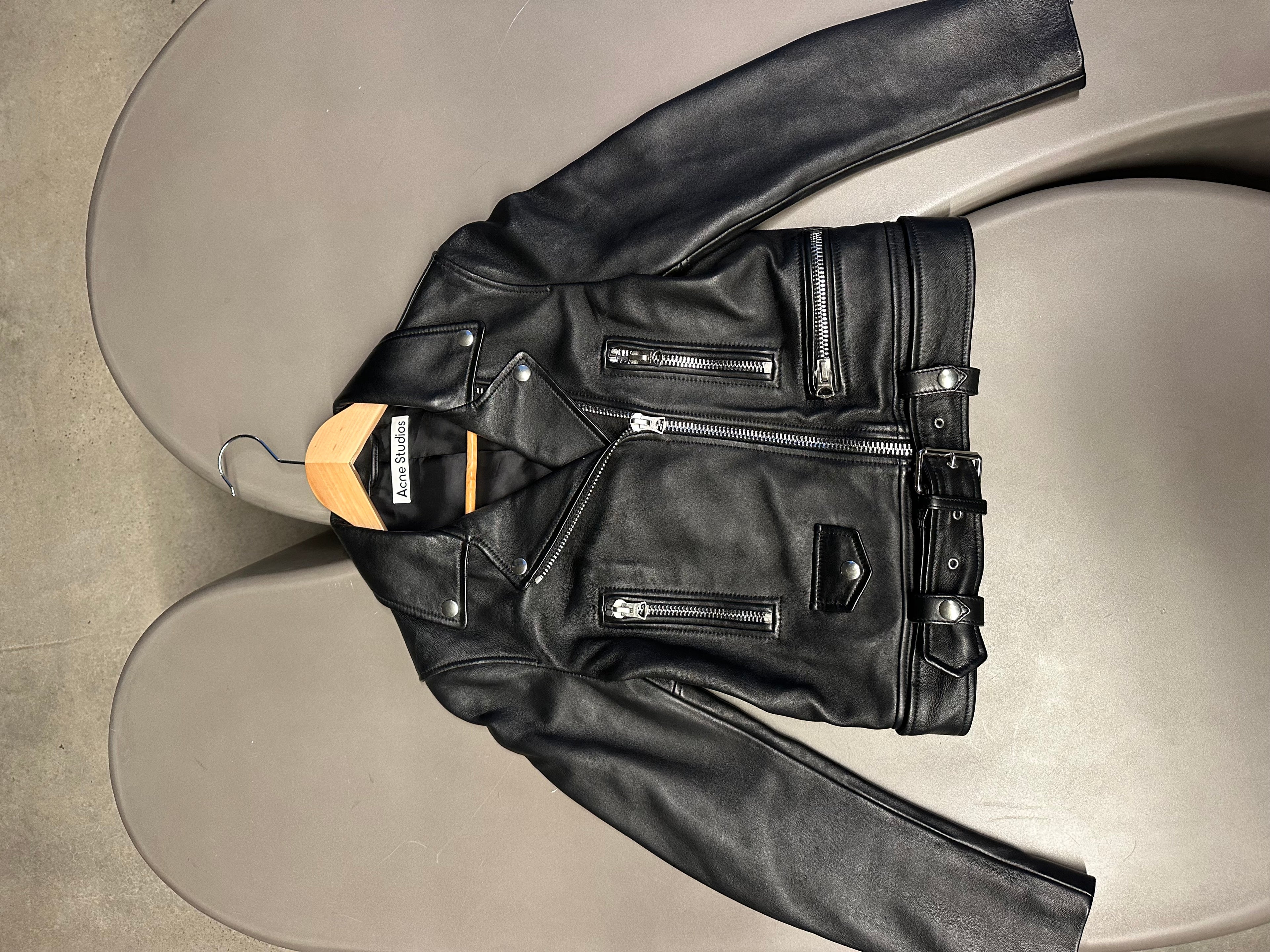 Acne Studios Leather Biker Jacket Black (Size EU36)