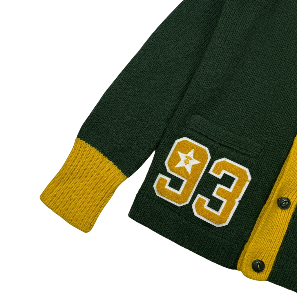 AAPE by A Bathing Ape Embroidered Knit Sweatshirt Cardigan Green (Size L)
