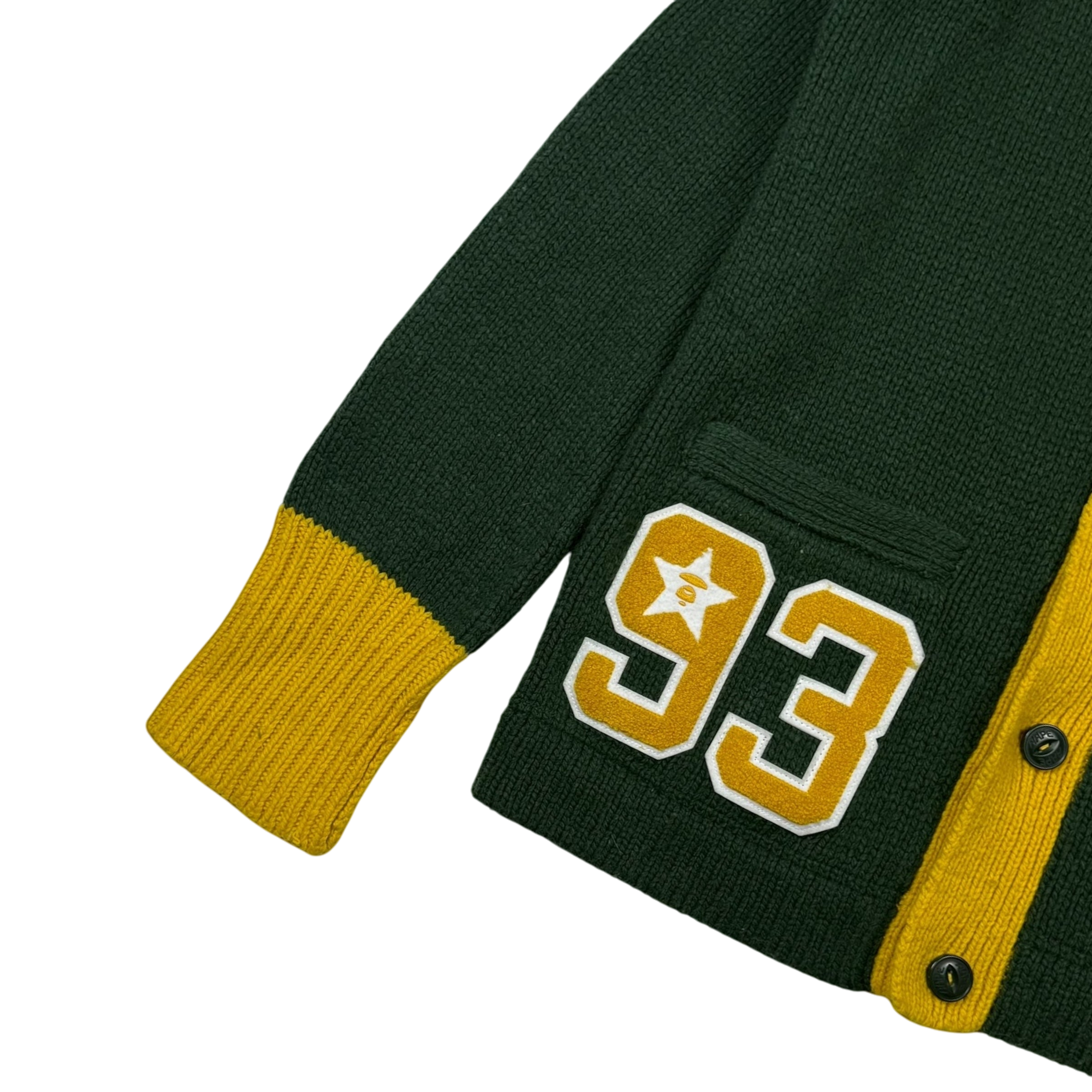 AAPE by A Bathing Ape Embroidered Knit Sweatshirt Cardigan Green (Size L)