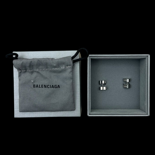 Balenciaga Logo-Engraved Heart Earrings 925 Silver