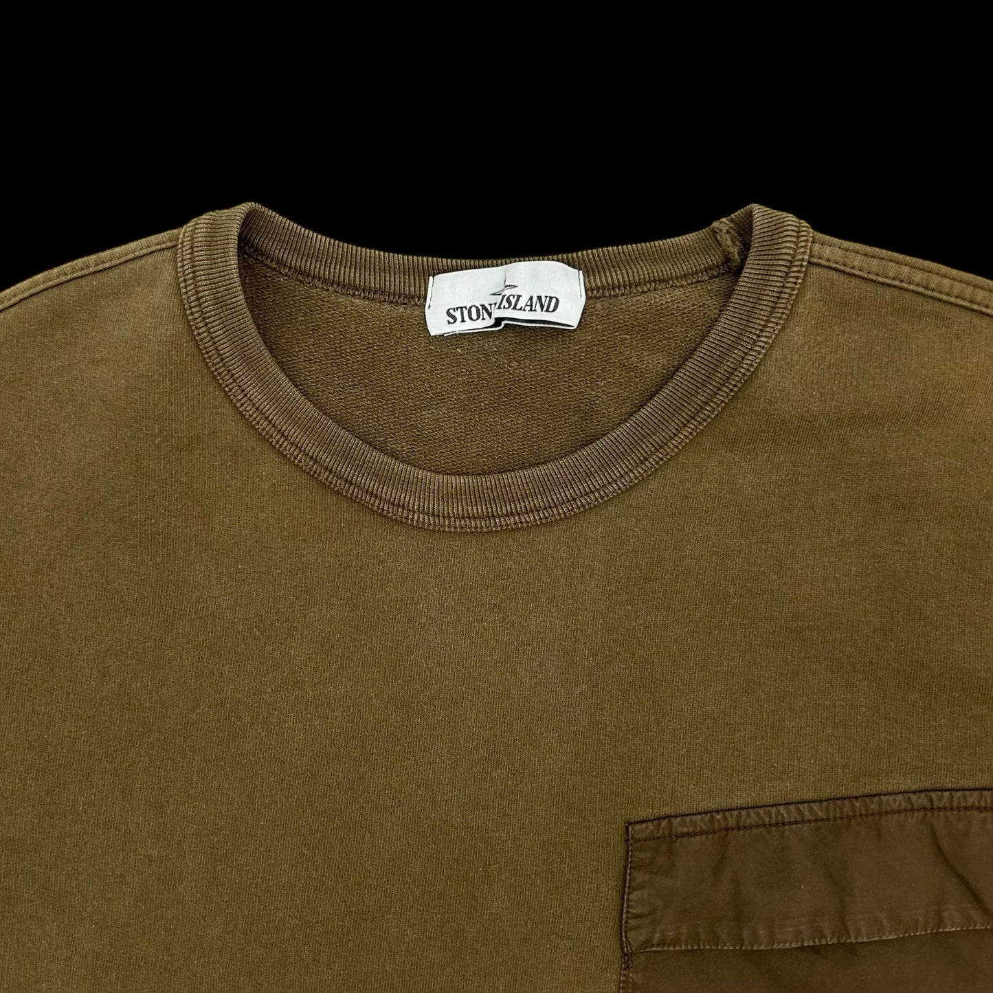 Stone Island Pocket Crewneck Sweater Military Khaki Green (Fits L/XL)