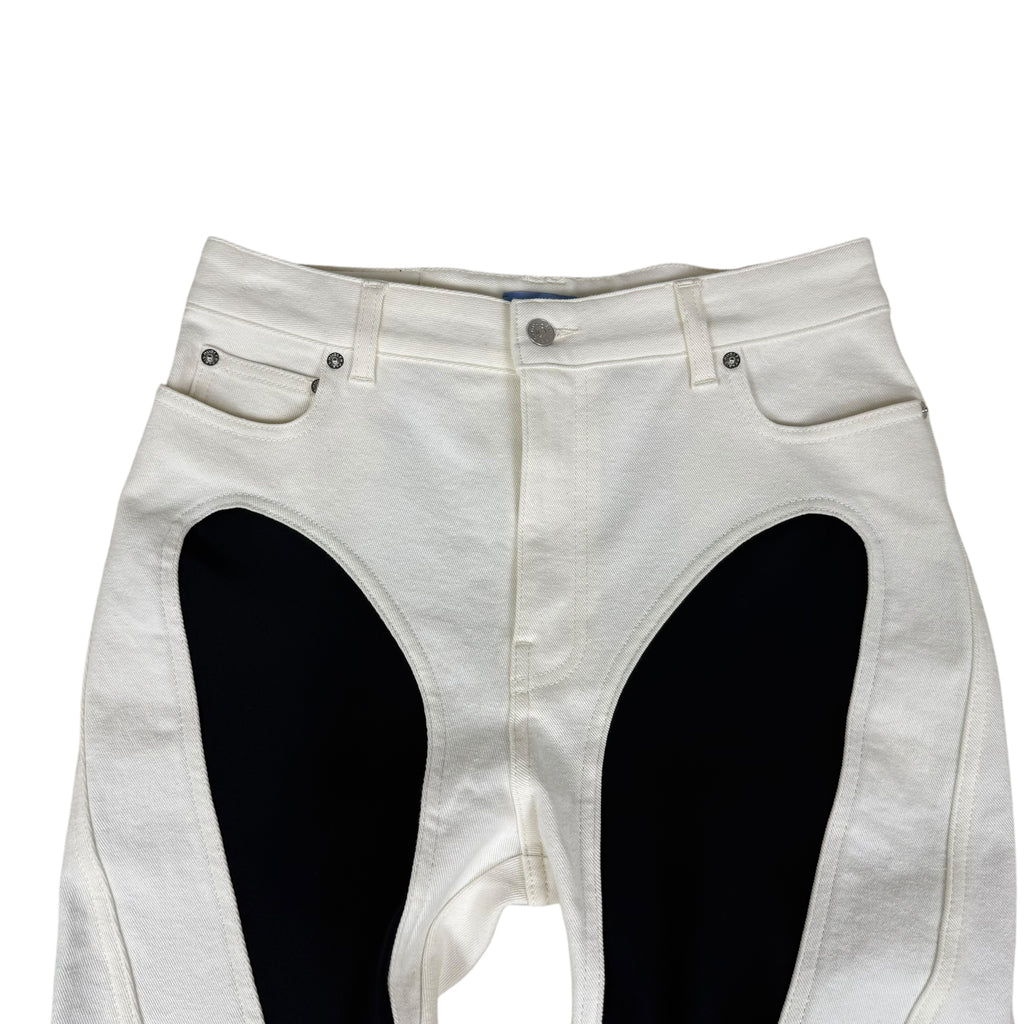 Mugler Spiral Slit Jeans White/Black (Size 42)