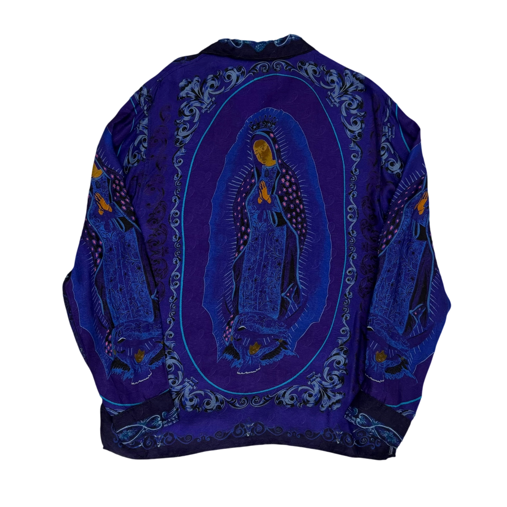 Kapital Virgin Mary Rayon Open Collar LS Shirt Purple / Blue (Size 2)