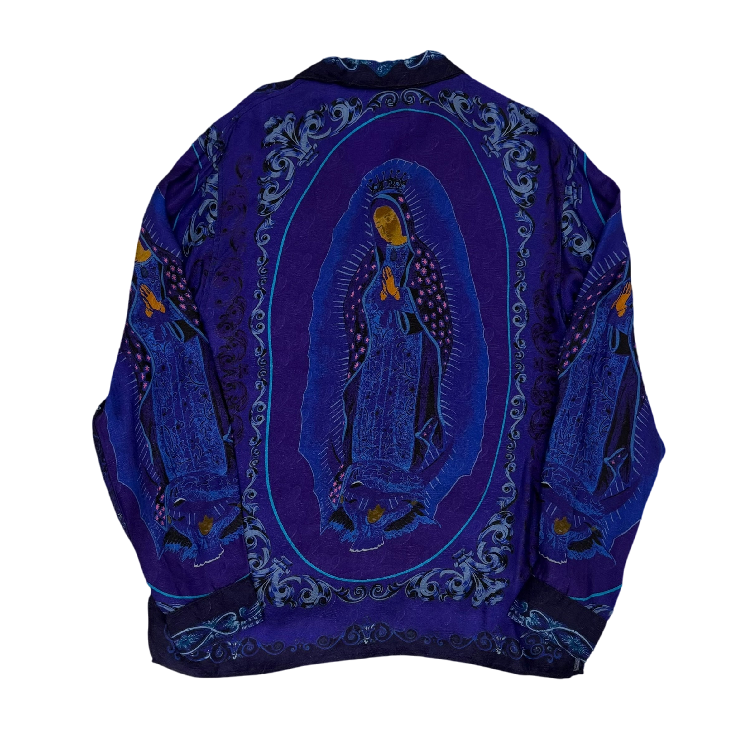 Kapital Virgin Mary Rayon Open Collar LS Shirt Purple / Blue (Size 2)