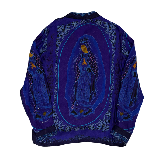 Kapital Virgin Mary Rayon Open Collar LS Shirt Purple / Blue (Size 2)