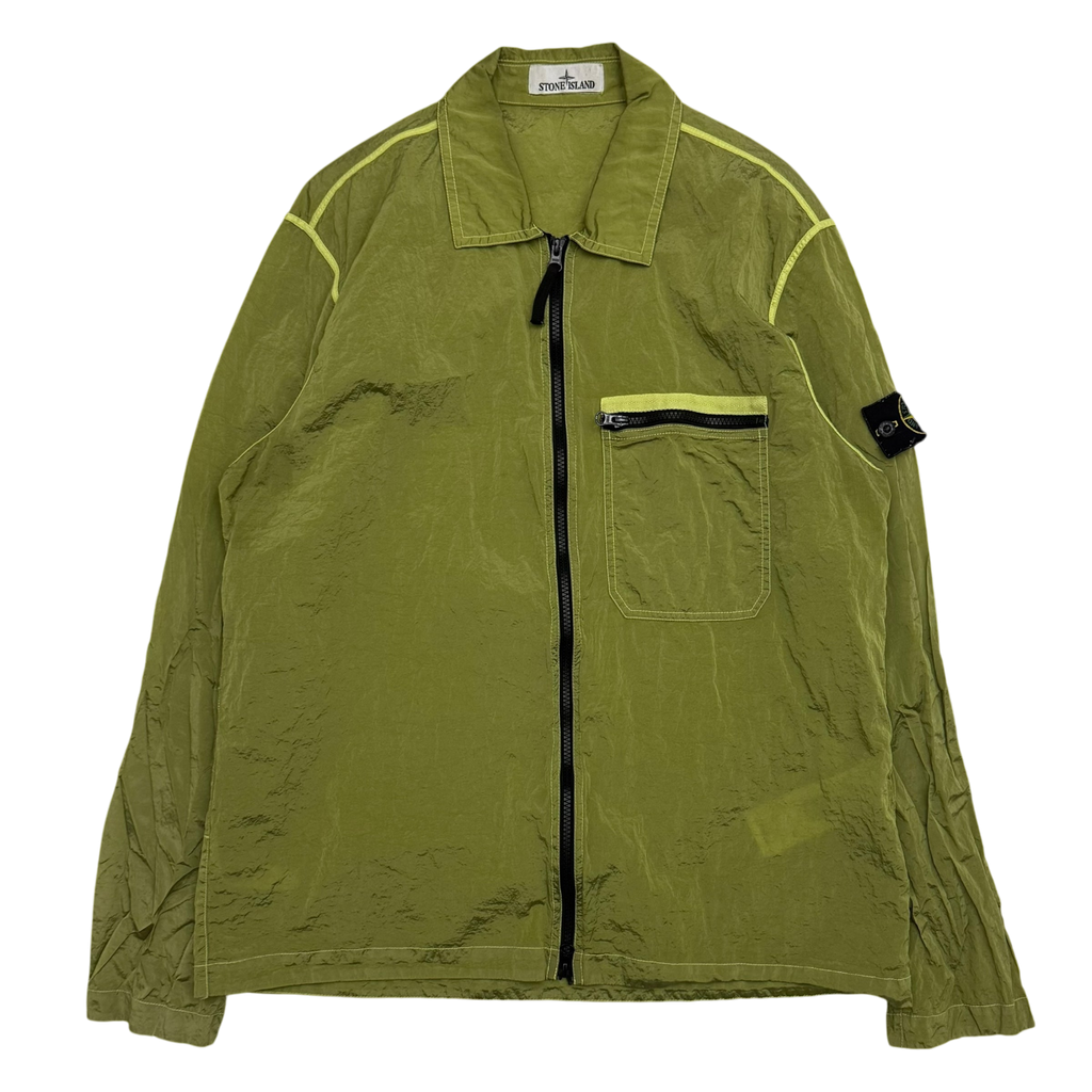 Stone Island Garment-Dyed Nylon Metal Overshirt ‘Lemon Green’ (Fits L-XL)