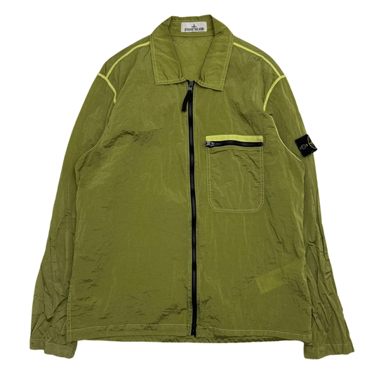 Stone Island Garment-Dyed Nylon Metal Overshirt ‘Lemon Green’ (Fits L-XL)