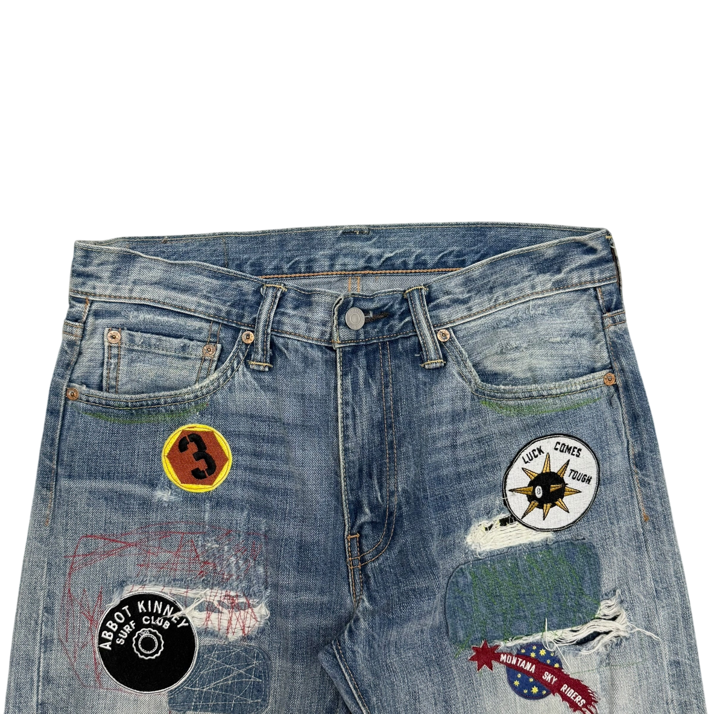 Levi’s 513 Custom Patchwork Jeans (Size 31”)