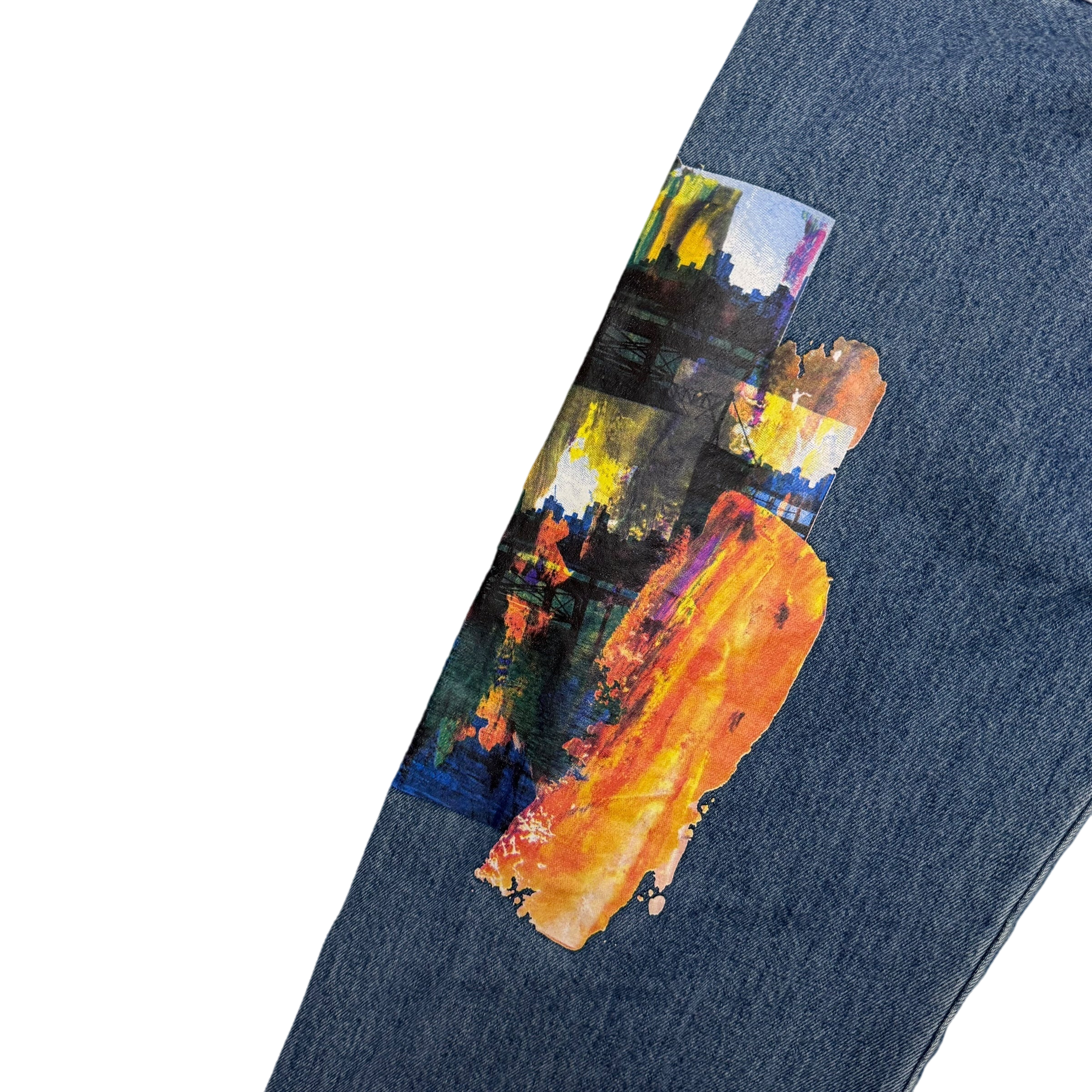 Marithé François Girbaud 2000s Straight Leg Koi Fish Print Jeans (Fits 33”)