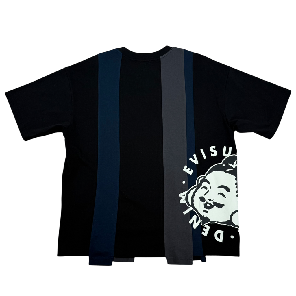 Evisu Deconstructed Playful Godhead Printed Loose Fit T-Shirt Black (Fits L)