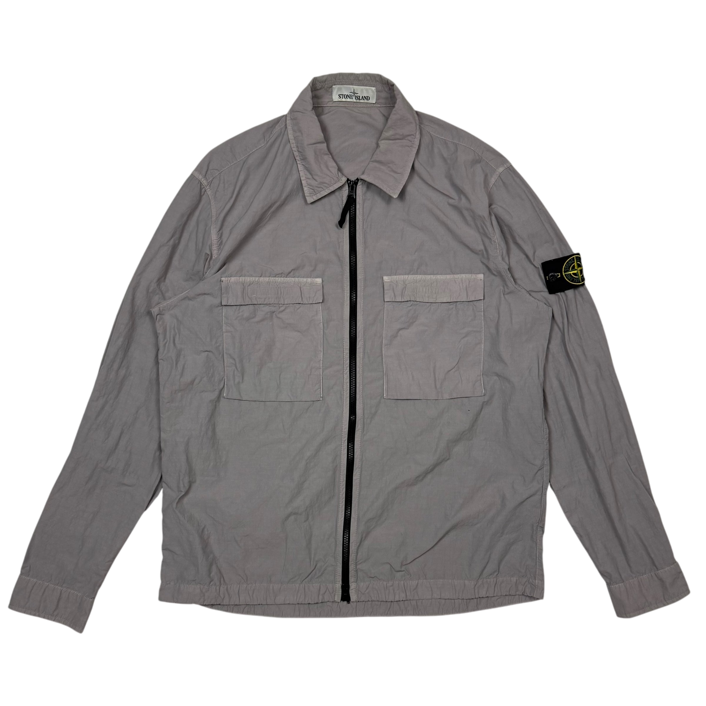 Stone Island Zip Up Utility Overshirt Grey (Size XL)