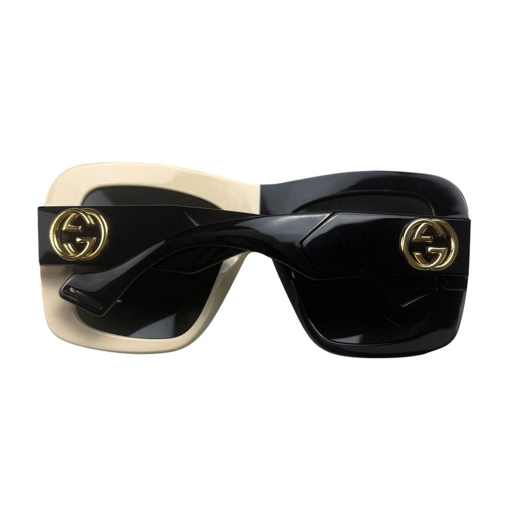 Gucci Oversized Square-Frame Sunglasses Black/Cream