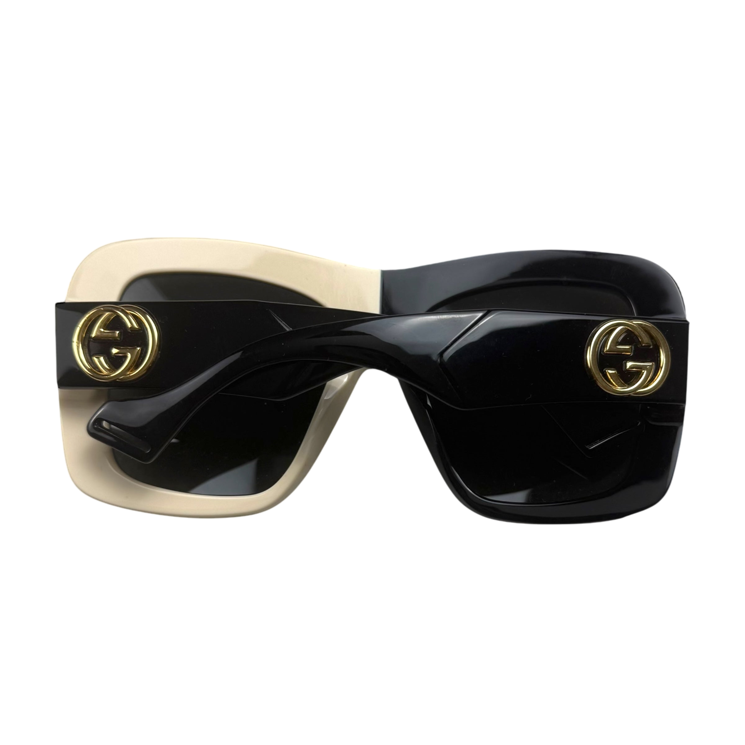 Gucci Oversized Square-Frame Sunglasses Black/Cream