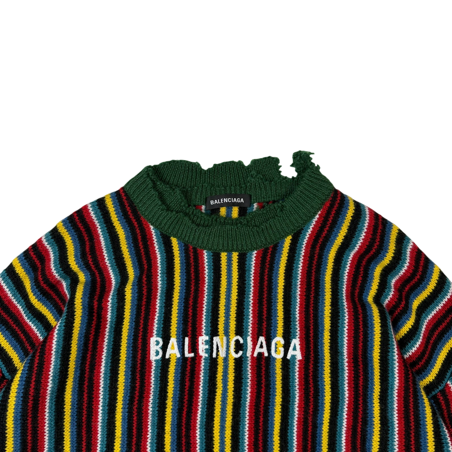 Balenciaga AW18 Oversized Distressed Striped Sweatshirt Multicolour (fits up to XL)
