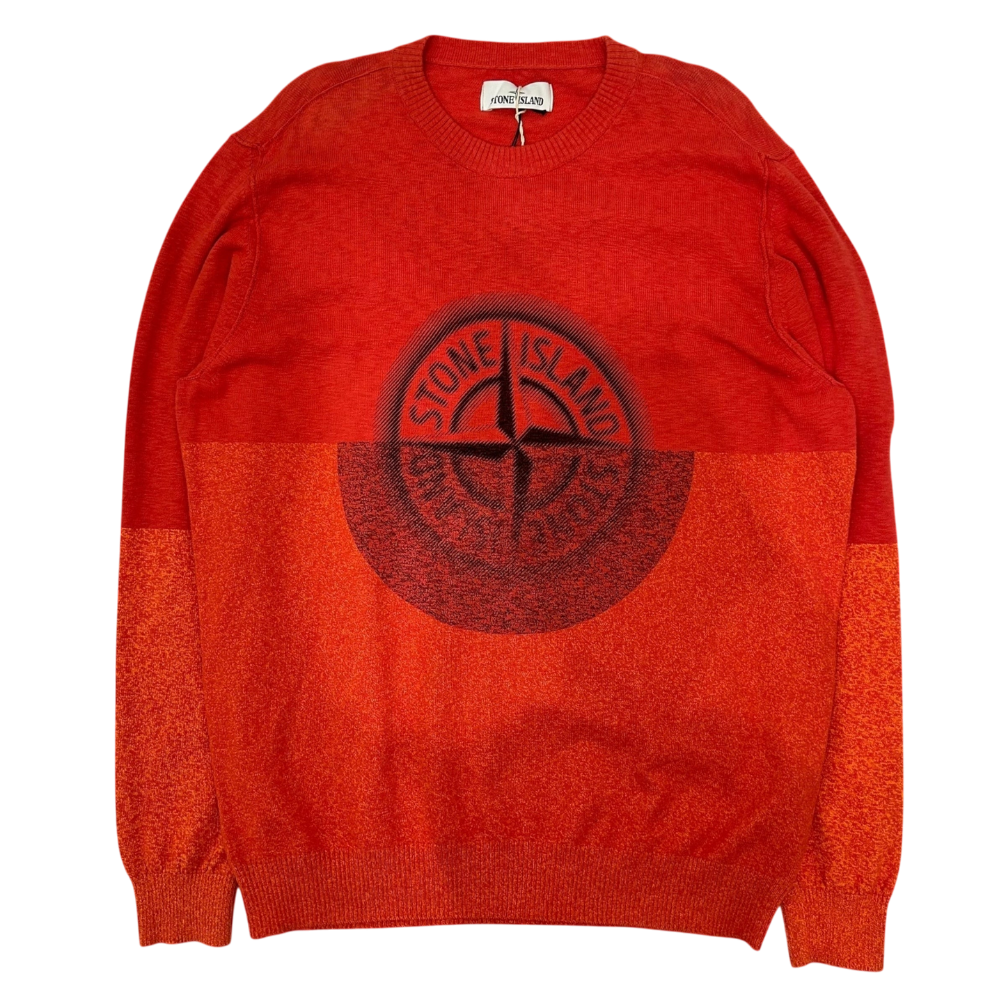 Stone Island Big Logo Intarsia Knit Sweatshirt Coral Red (Size L)