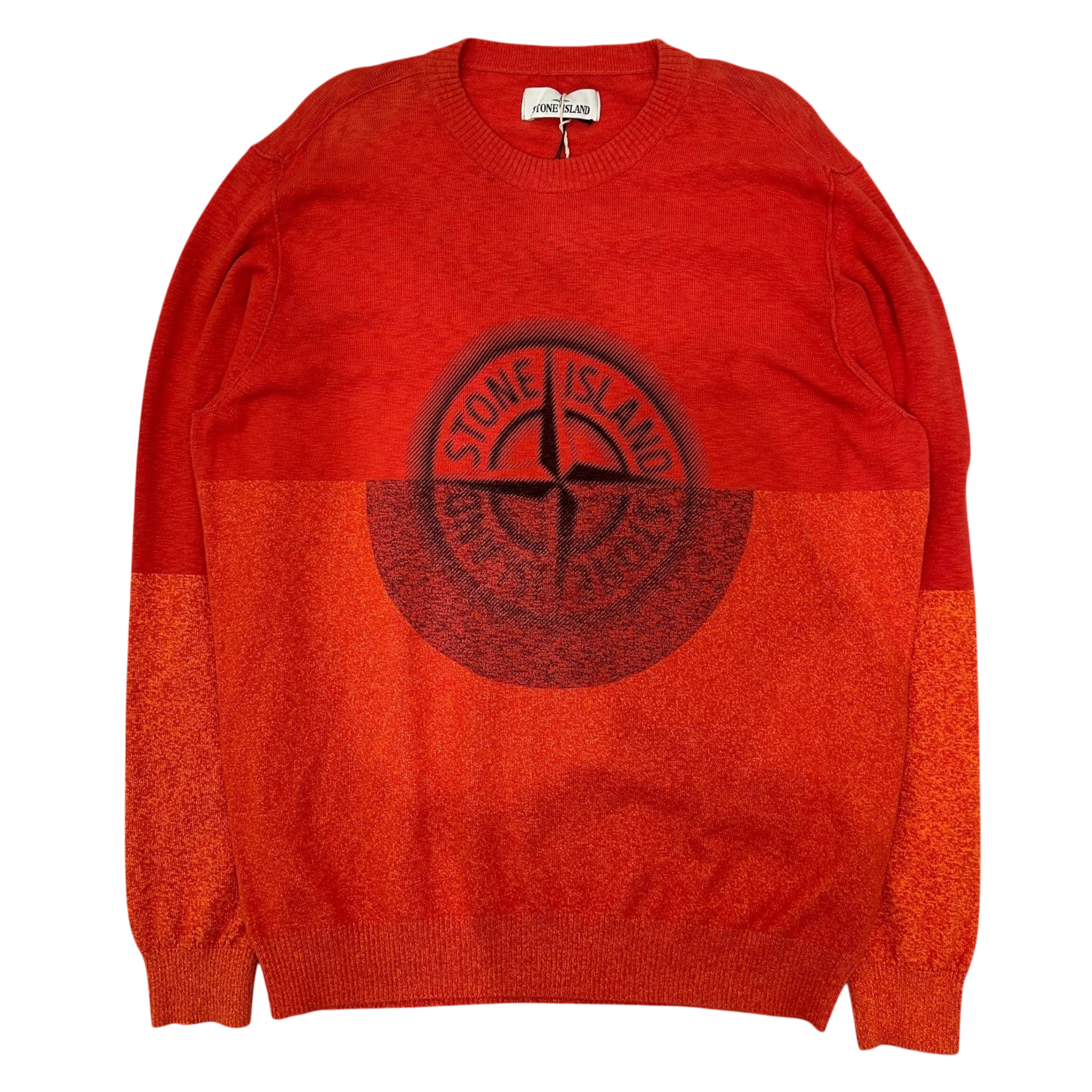 Stone Island Big Logo Intarsia Knit Sweatshirt Coral Red (Size L)