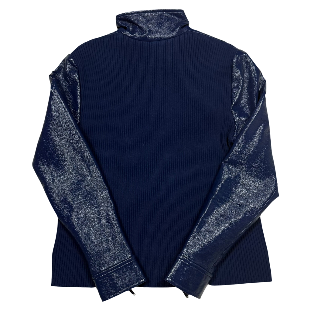 Courrèges FW22 Funnel-Neck Vinyl Jacket Blue (Fits M-L)