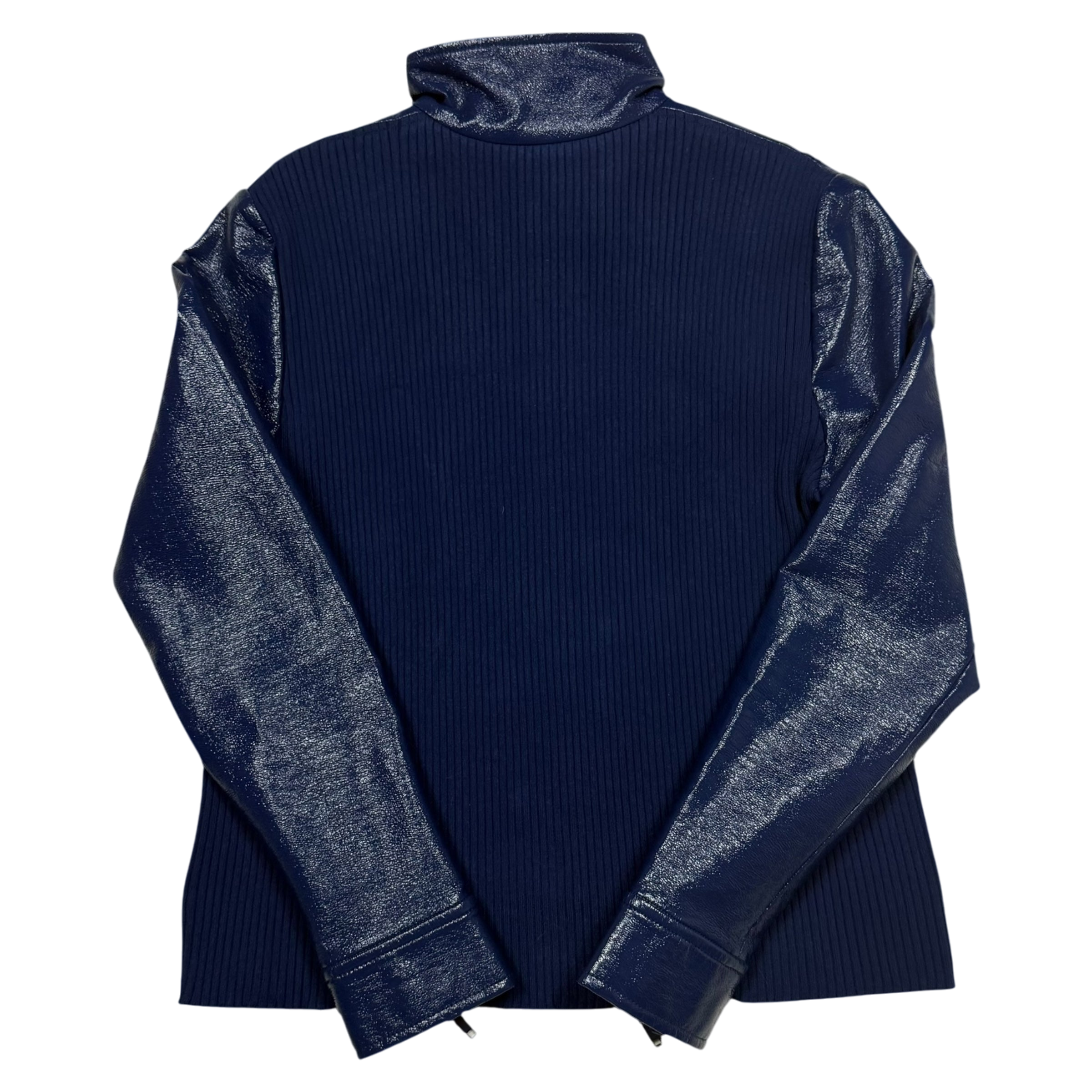 Courrèges FW22 Funnel-Neck Vinyl Jacket Blue (Fits M-L)
